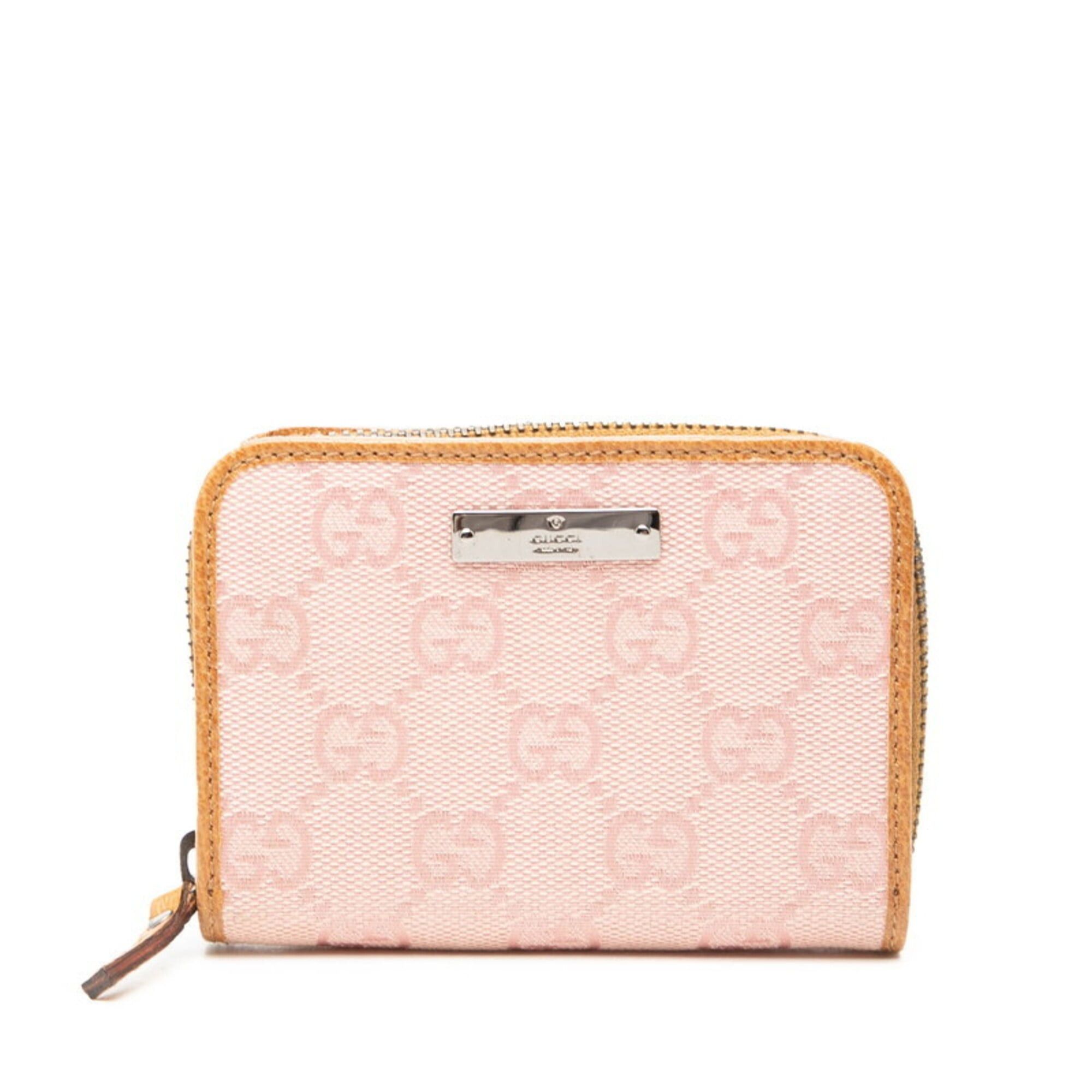 Gucci Gucci GG Canvas Wallet/Coin Purse/Card Case 112665 Pink Brown Leather Women's GUCCI Size ONE SIZE - 1 Thumbnail