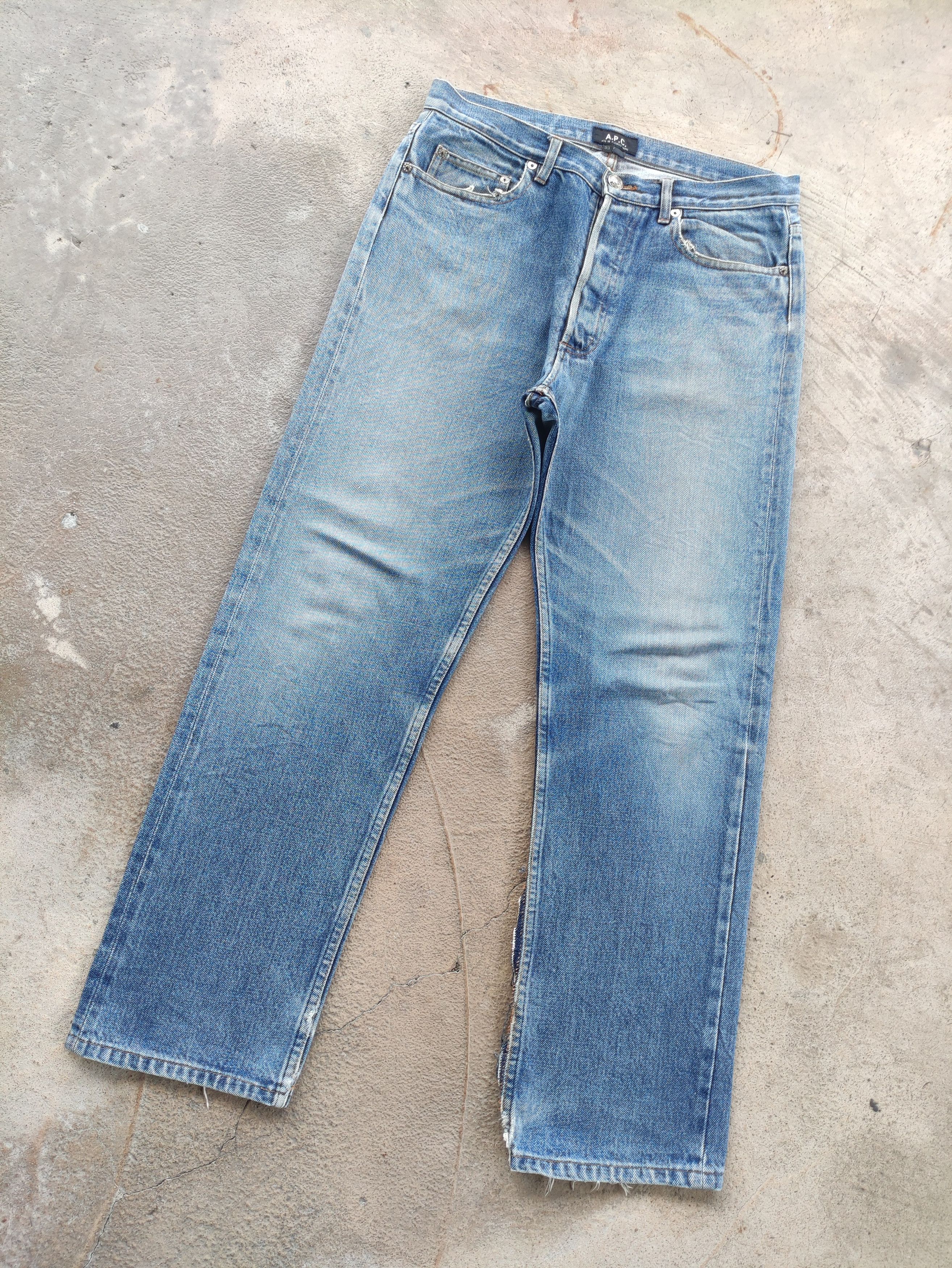 A.P.C. Vintage APC Button Selvedge Jean Distressed Faded Denim Size US 33 - 2 Thumbnail