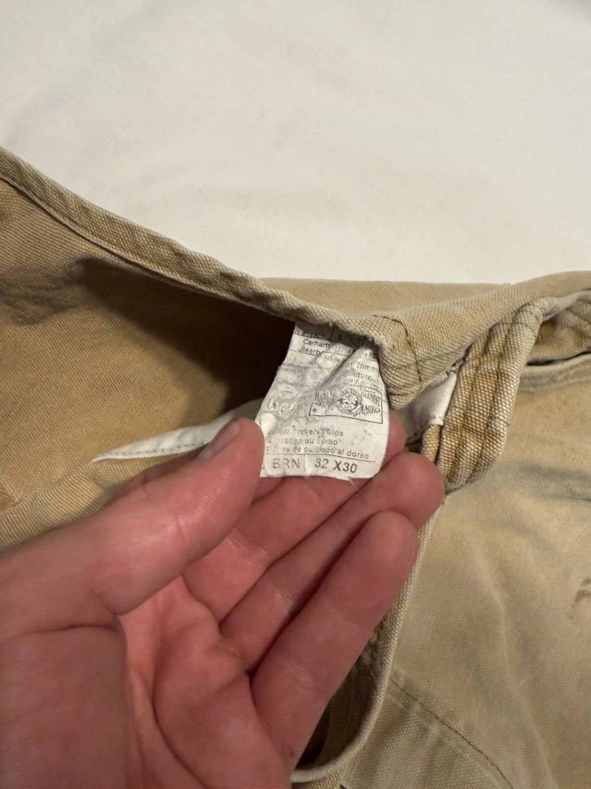 Carhartt Vintage 90s Carhartt USA Tan Distressed Faded Overalls Size US 32 / EU 48 - 2 Thumbnail