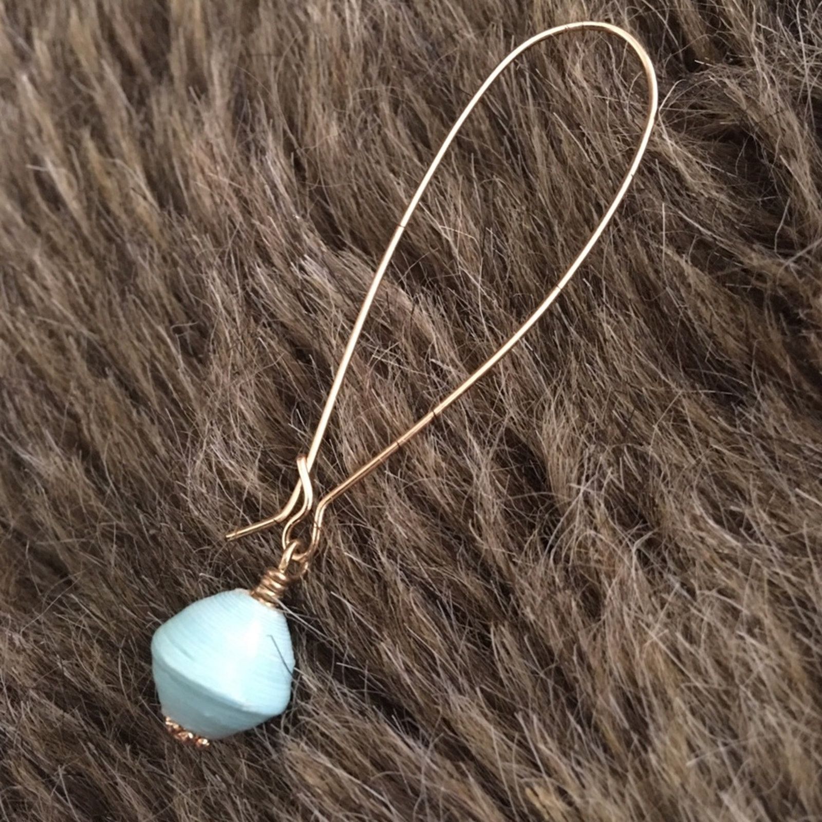 Handmade Handmade turquoise glass bead gold tone ear wires Size ONE SIZE - 2 Thumbnail