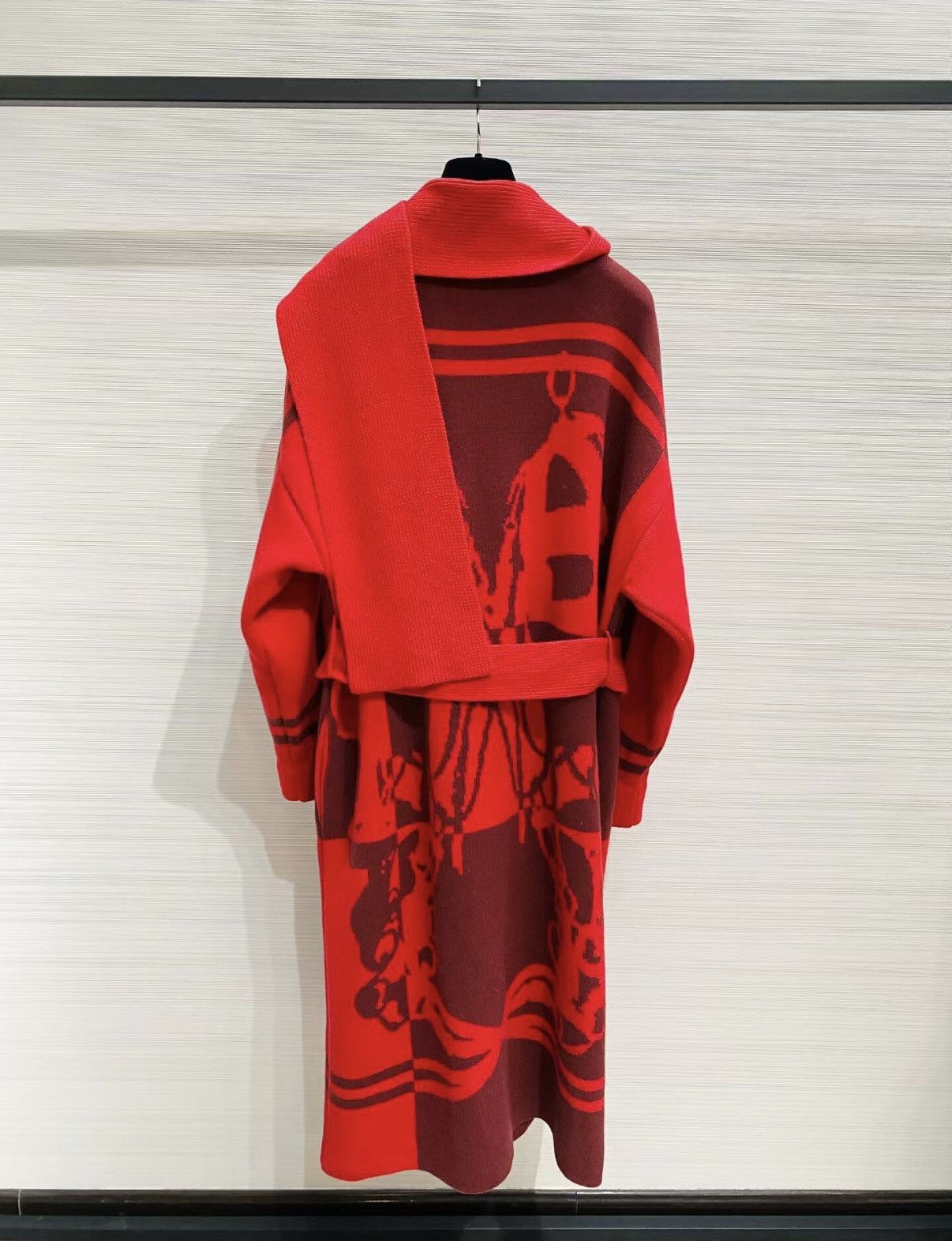 Hermes Hermès Classic Red Cashmere Long Knit Coat J33 Size XS / US 0-2 / IT 36-38 - 2 Thumbnail