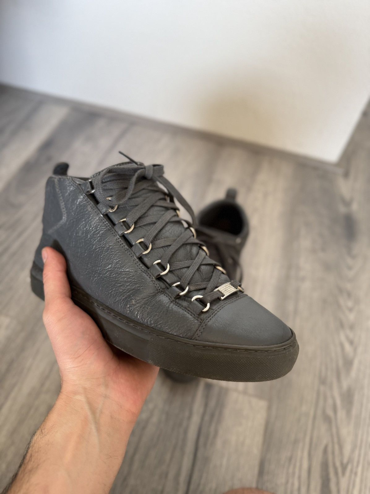 Balenciaga Arena Sneakers in Grey Leather – Size 40