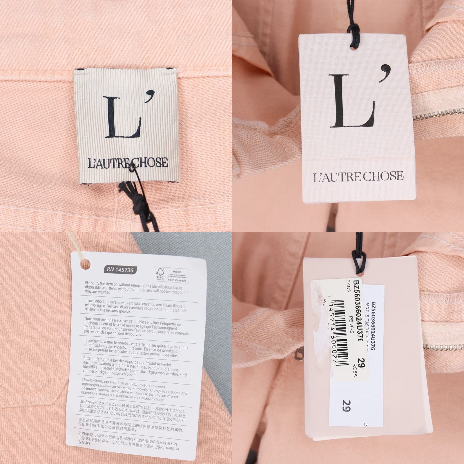 Vintage L'autre Chose Jeans Womens 29 Blush Pink Flare Leg Made in Italy NWT Denim Zip Adult Womens Size 29" - 8 Thumbnail