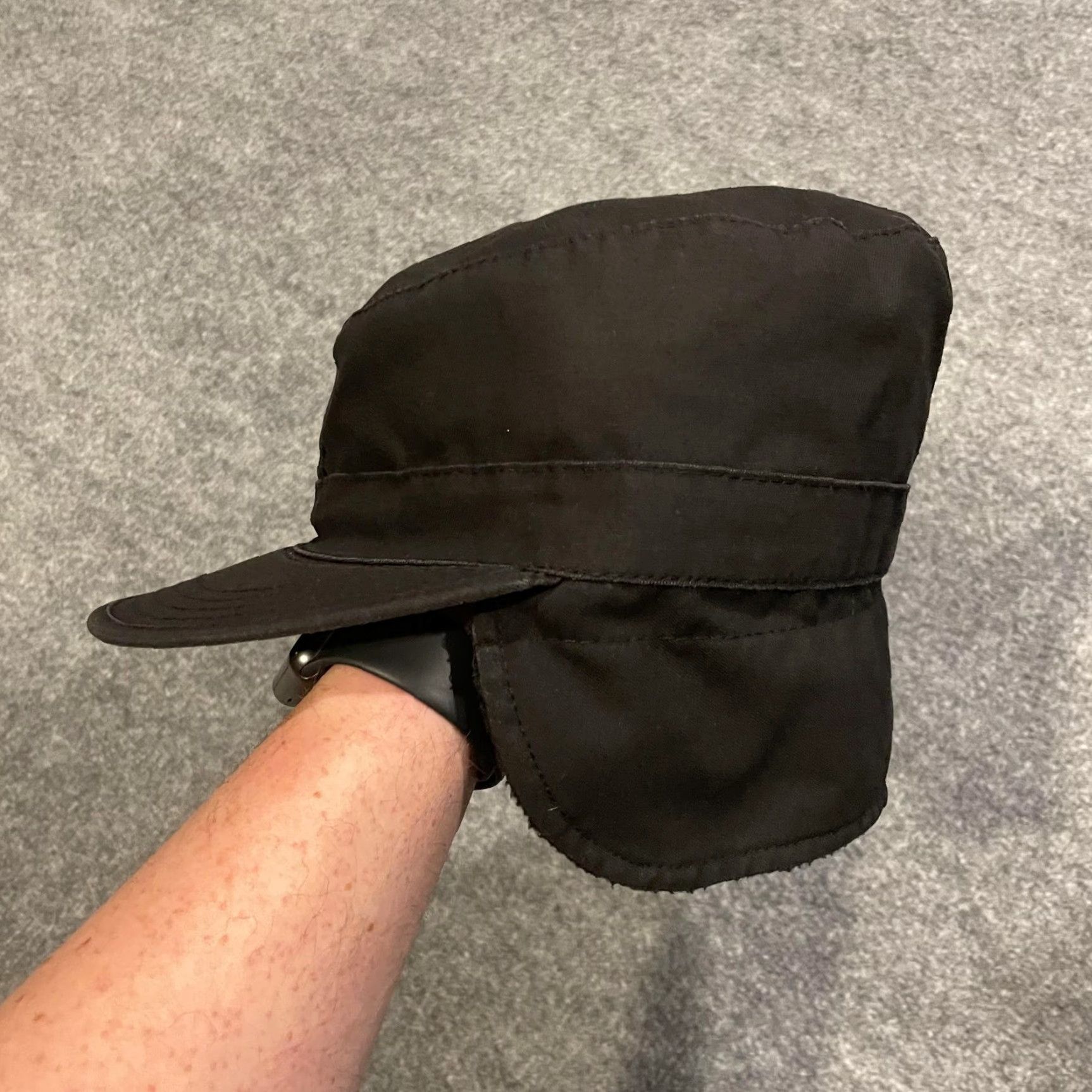 Vintage VINTAGE Combat BDU Winter Hat Fitted Mens 7 1/4 Black Army Cap Ear Flap Lined Workwear Size ONE SIZE - 3 Thumbnail