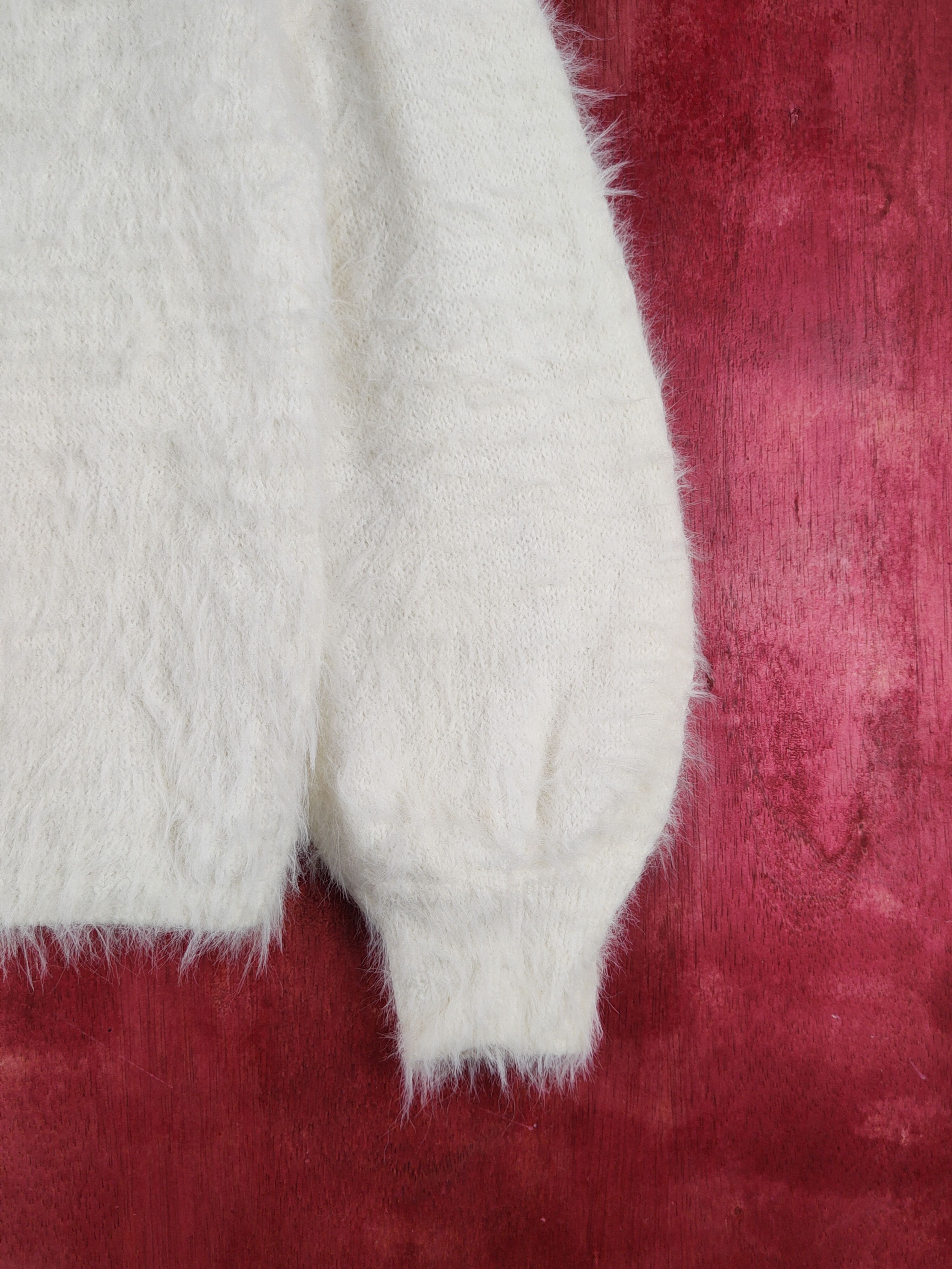 Homespun Knitwear Glacier Ivory Shag Shaggy Fur Mohair Knitwear #S2081 Size M / US 6-8 / IT 42-44 - 6 Thumbnail