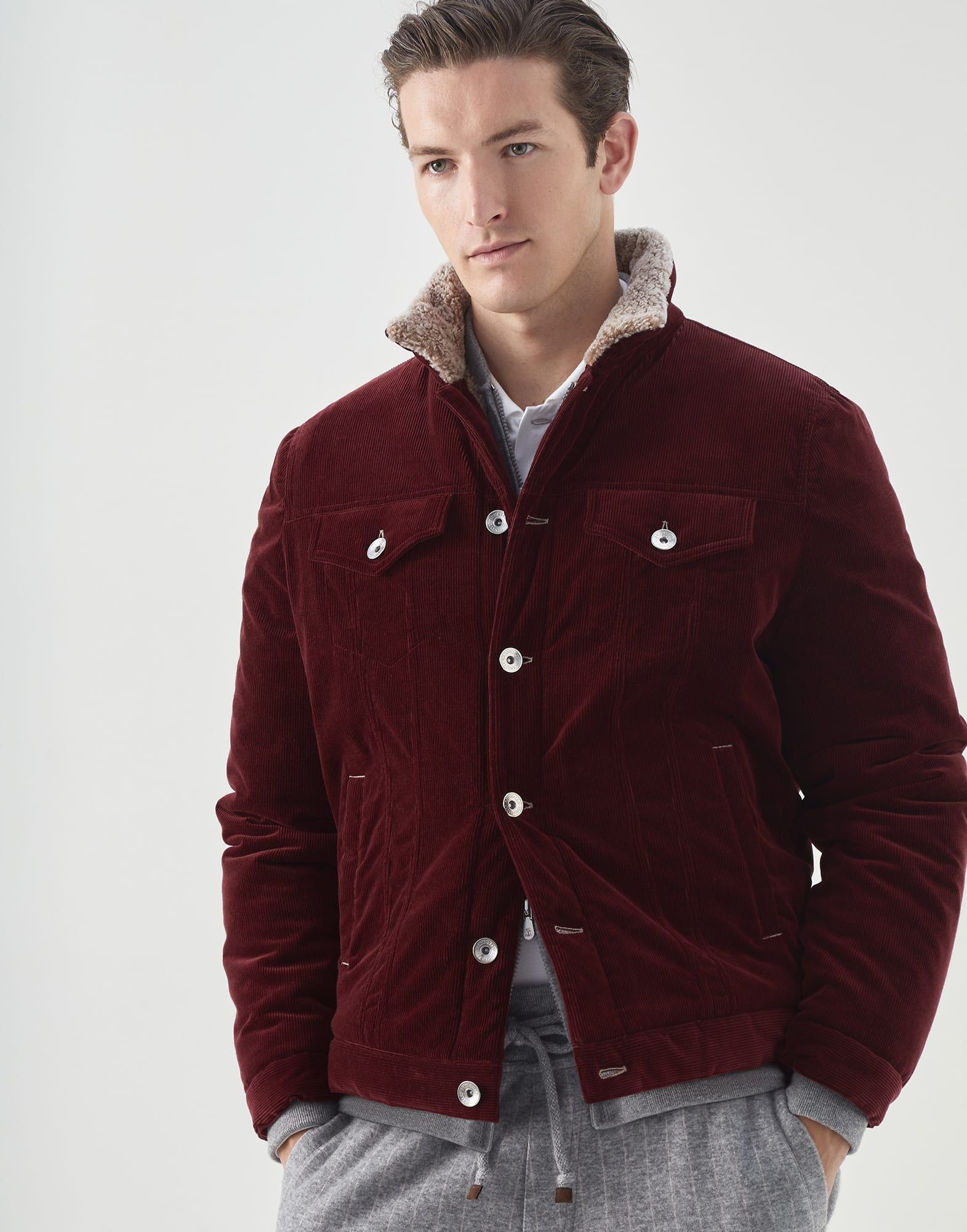Brunello Cucinelli o1w1db10225 Goose-Padded Jacket in Dark Red Size US M / EU 48-50 / 2 - 1 Thumbnail