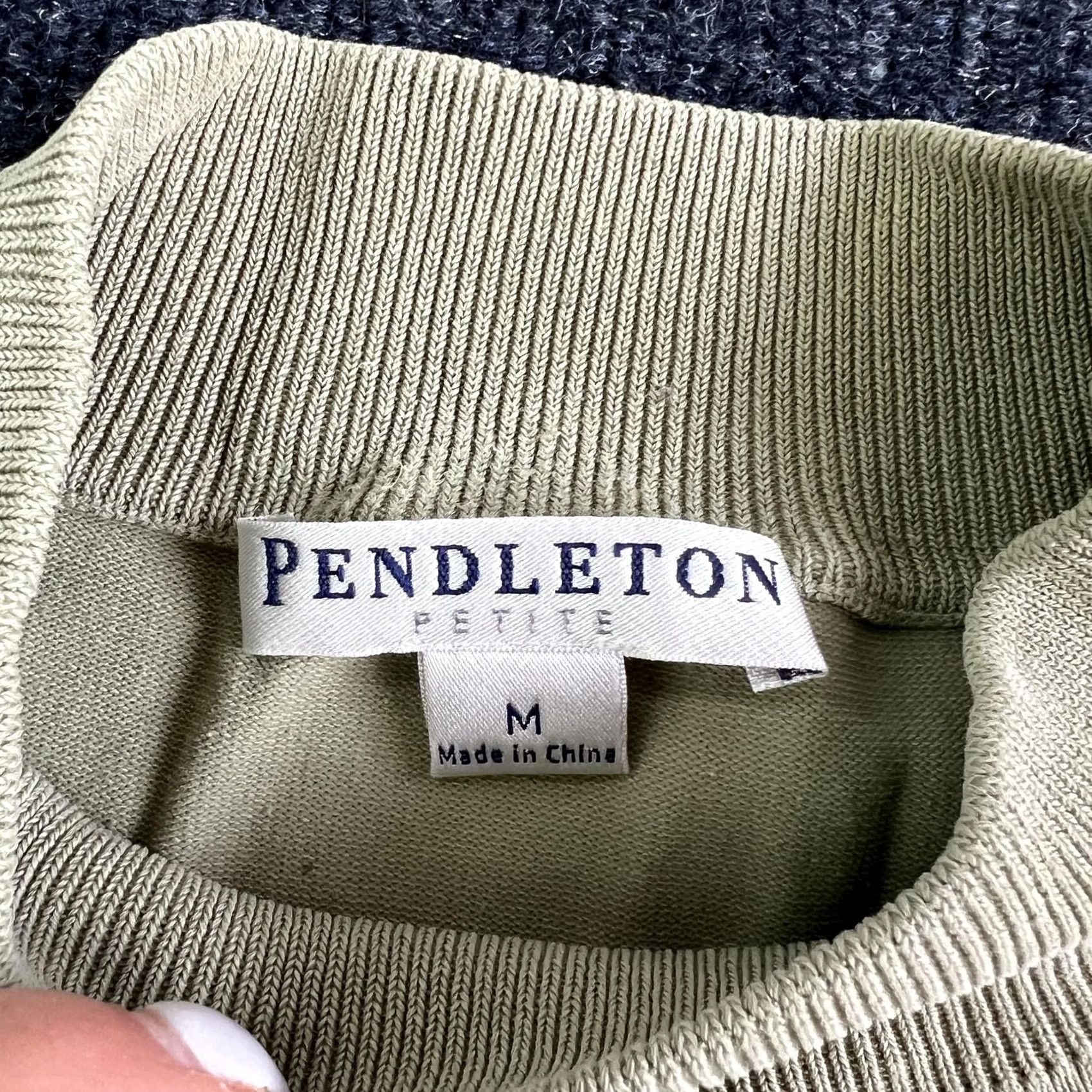 Pendleton VINTAGE Pendleton Sweater Womens Petite Medium Green Mock Neck Knit Pullover Long Sleeve Size M / US 6-8 / IT 42-44 - 3 Thumbnail