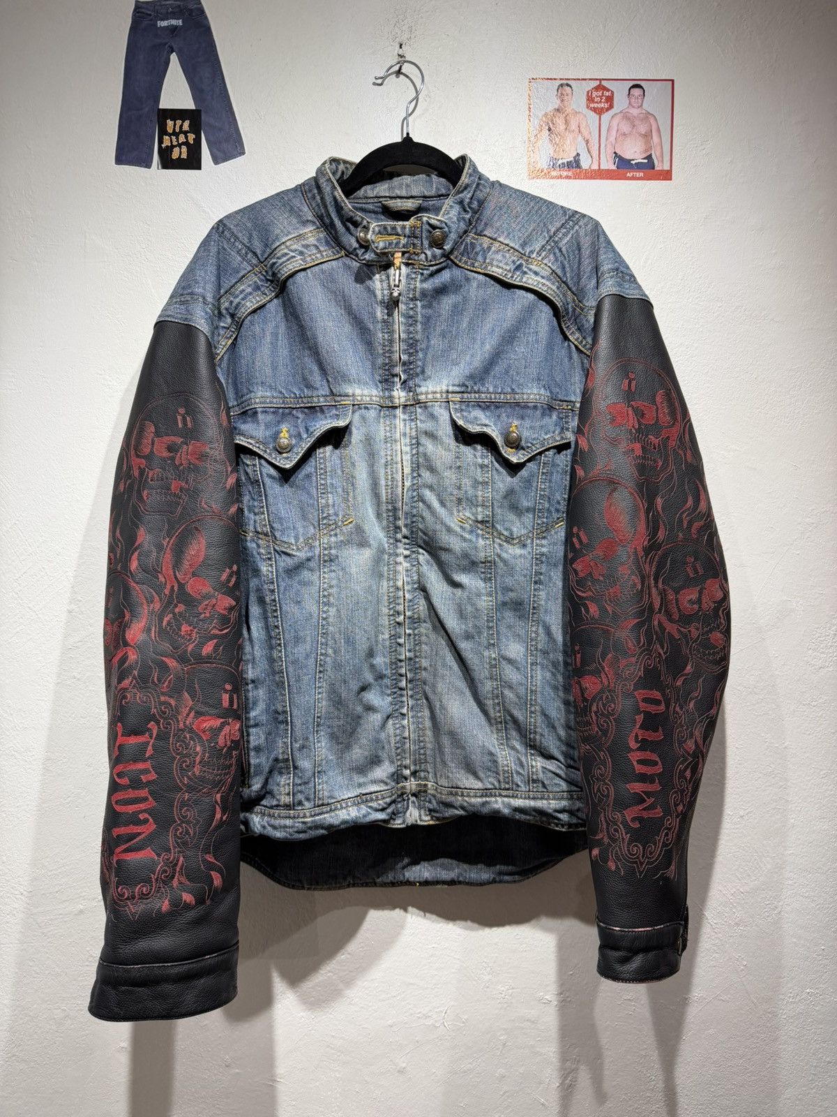 Vintage Vintage Icon Strongarm Skull Fire Flames motorcycle jacket Size US XL / EU 56 / 4 - 1 Thumbnail
