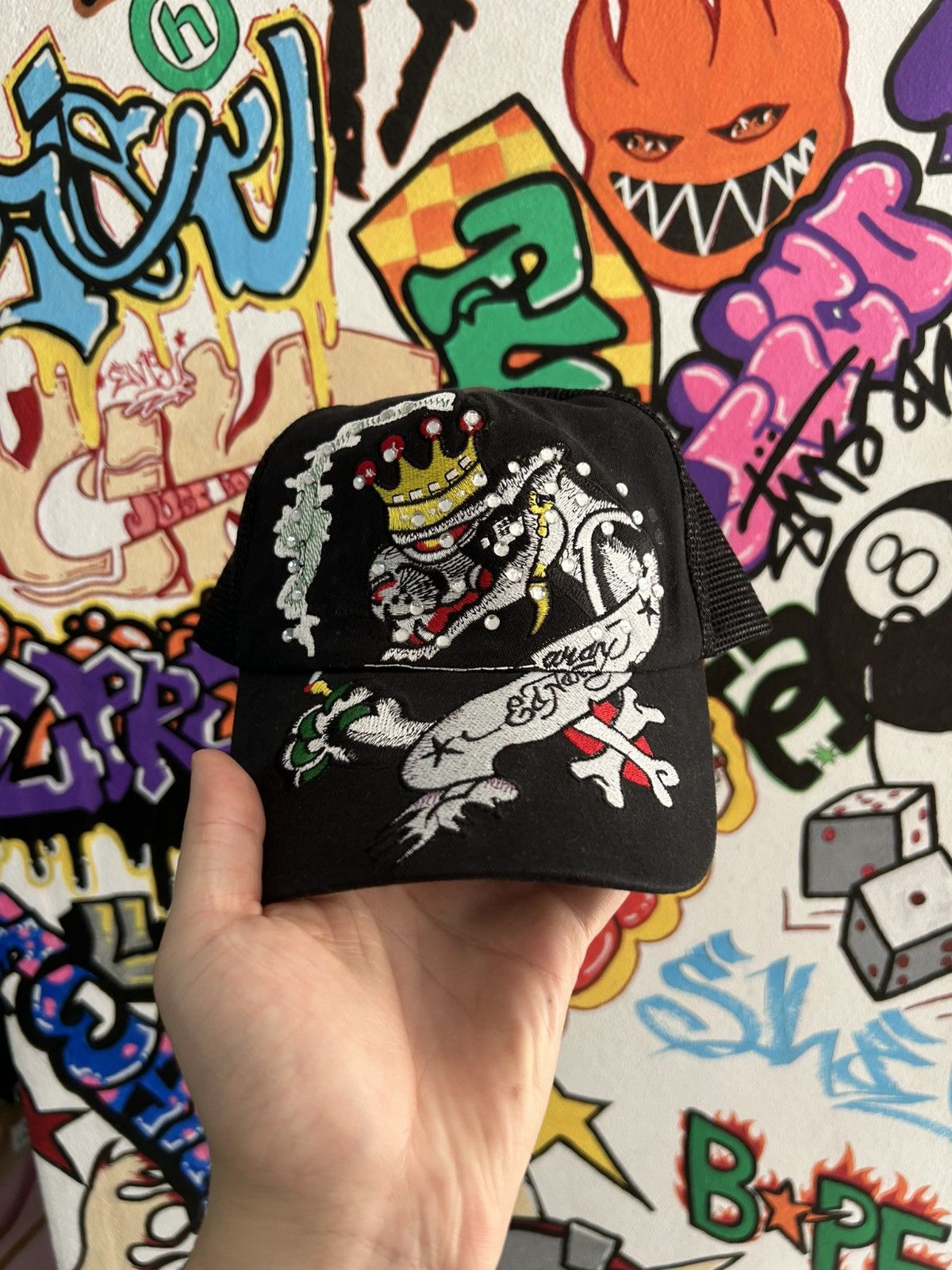 Christian Audigier × Ed Hardy × Vintage Ed hardy White Tiger Trucker Hat Size ONE SIZE - 1 Thumbnail