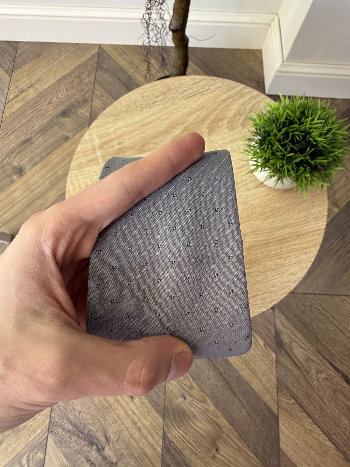 Valentino Vintage Valentino Silk Tie Gray Striped Size ONE SIZE - 7 Thumbnail