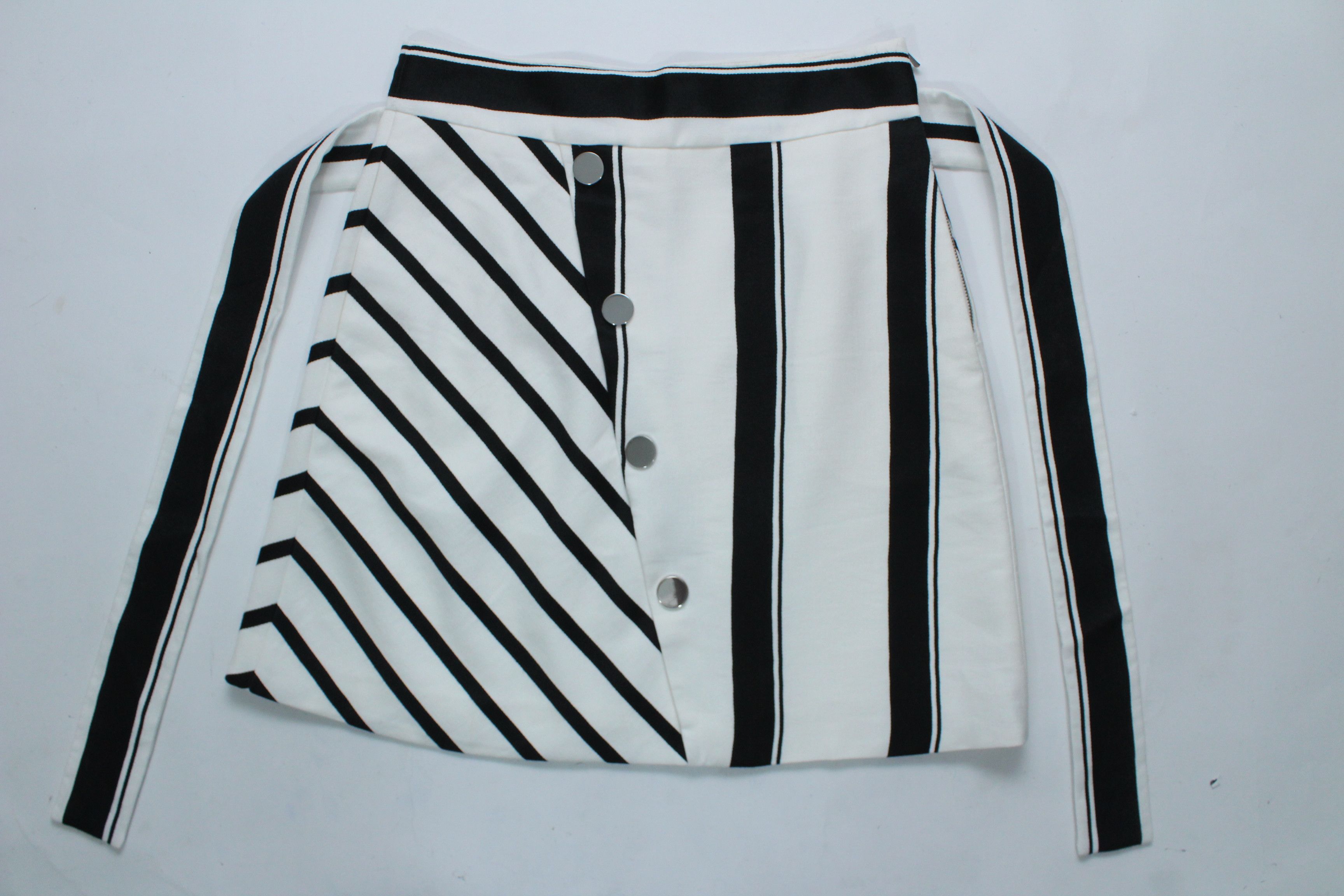 Maje Maje Jonson Striped Asymmetrical Tie-Waist Mini Skirt Size 27" / US 4 / IT 40 - 5 Thumbnail
