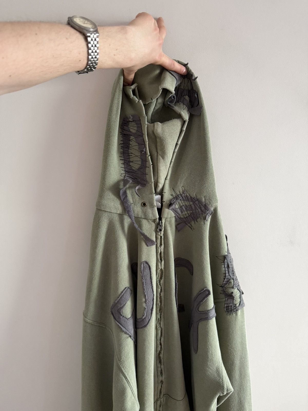 Vintage Custom Distressed Zip Hoodie “FUCK” Fruit of the Loom Base Size US L / EU 52-54 / 3 - 8 Thumbnail
