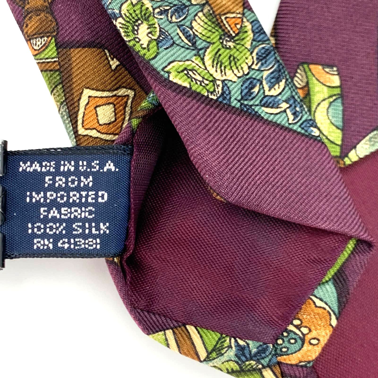 Polo Ralph Lauren × Vintage Polo Ralph Lauren Silk Tie 90s Necktie Print Burgundy Size ONE SIZE - 4 Thumbnail