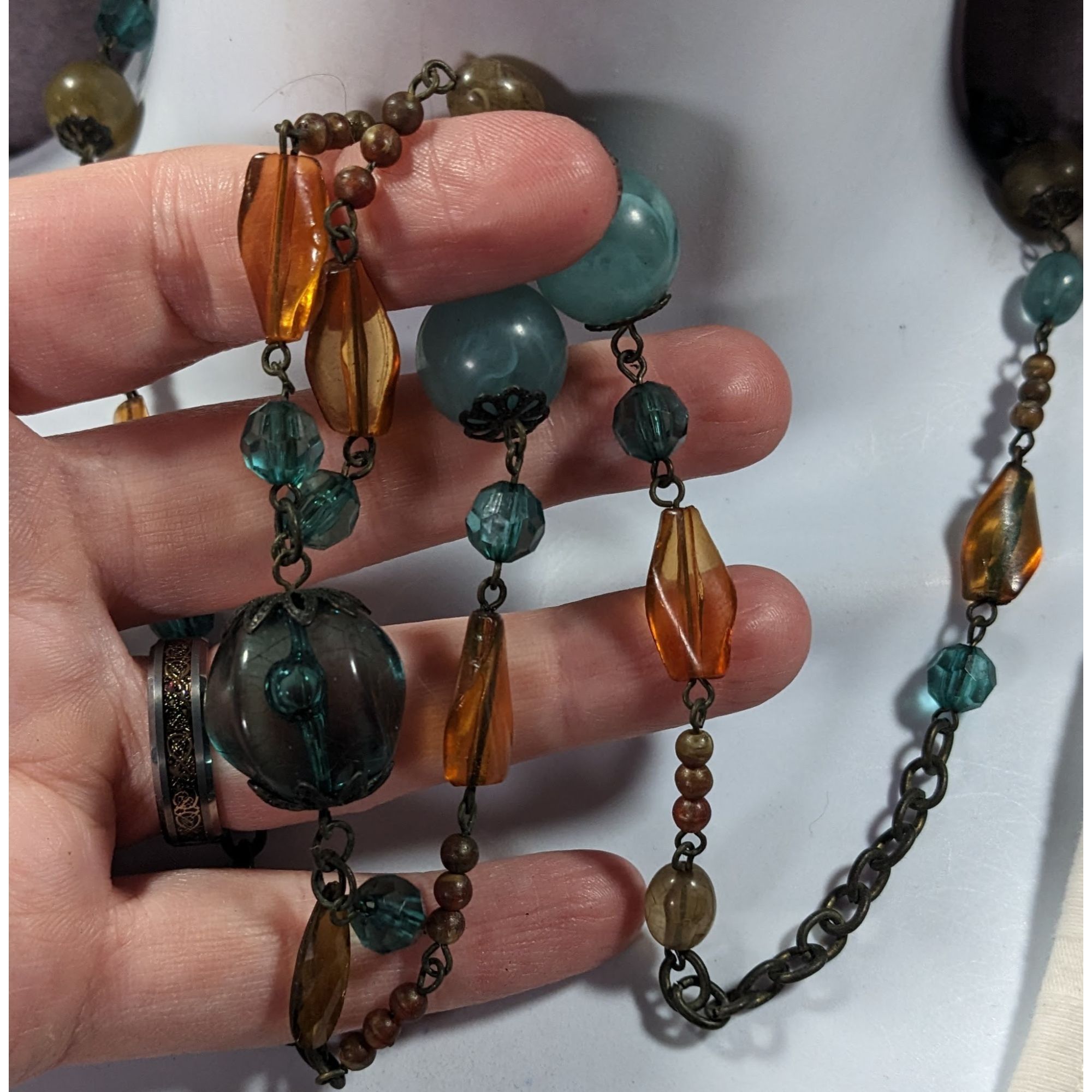 Other Chunky Bohemian Blue And Orange Gemmed Necklace Size ONE SIZE - 3 Thumbnail