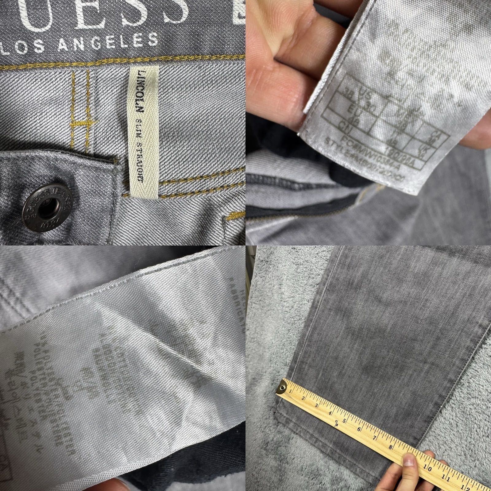 Guess VINTAGE Guess Lincoln Jeans 38x30 Premium Slim Straight 90s Raw Wash Jeans Mens Regular 38 Gray Size US 38 / EU 54 - 8 Thumbnail