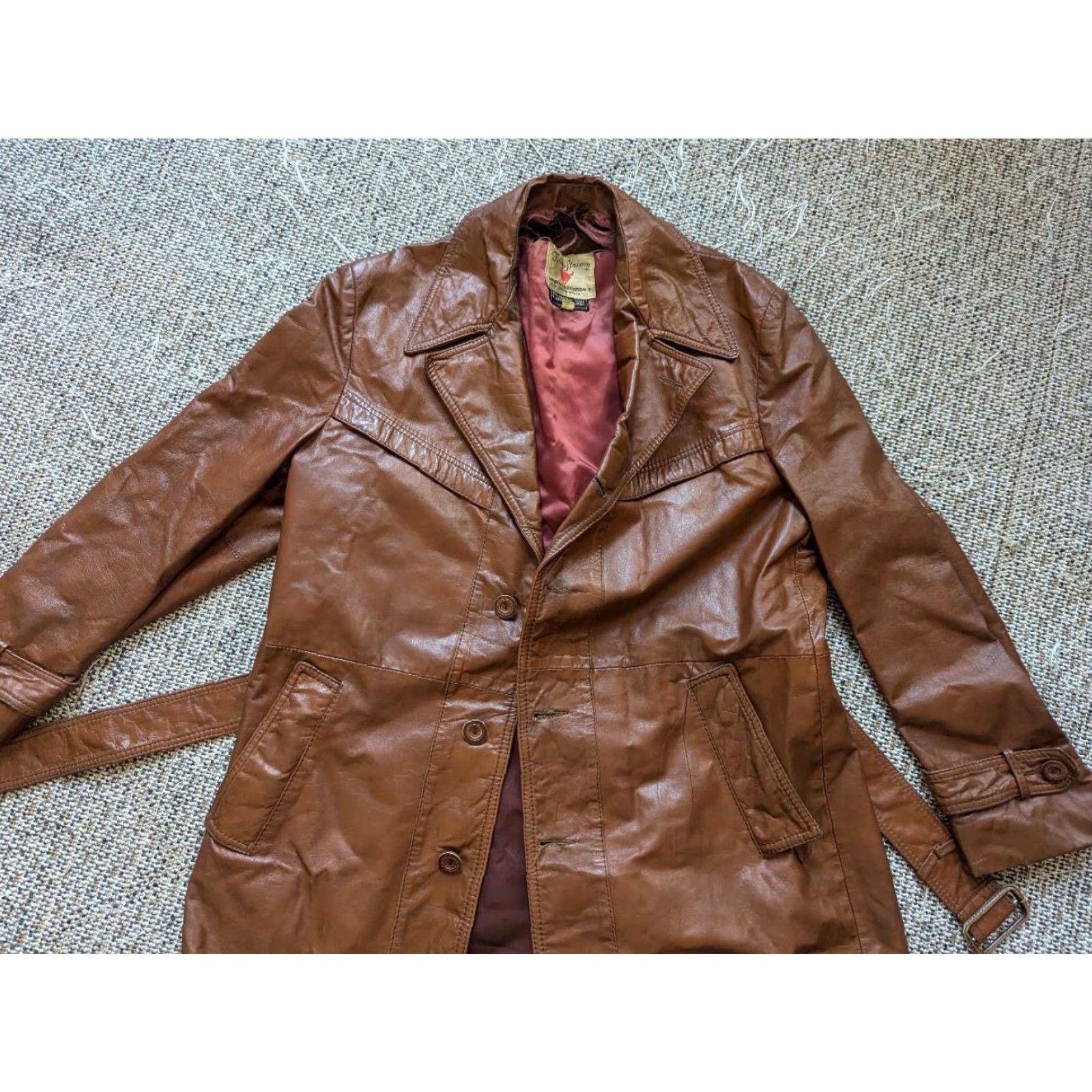 Vintage VINTAGE brown leather TRENCH COAT belted 42 M Field & Stream Coat Men XS-XL? Size US M / EU 48-50 / 2 - 6 Thumbnail