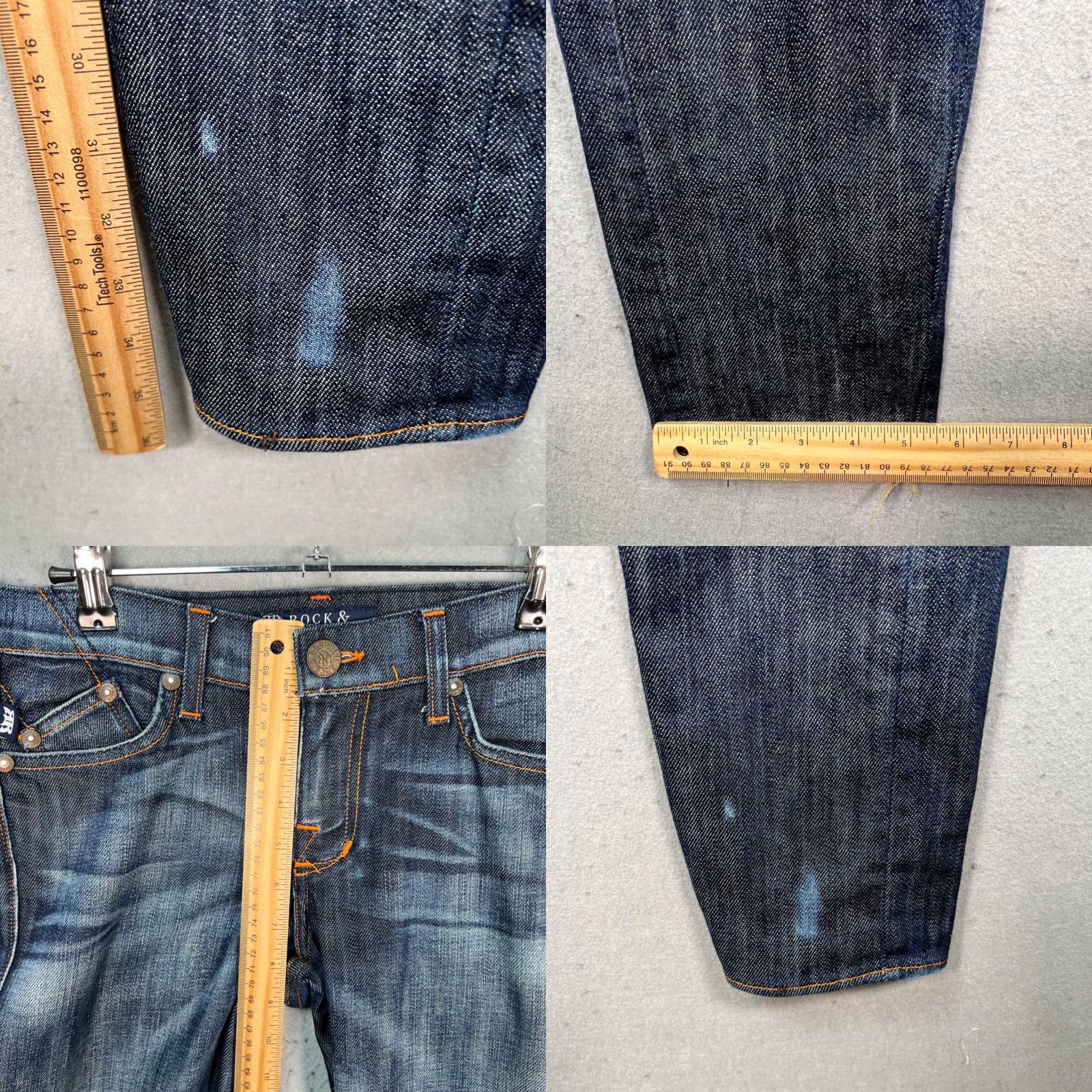 Vintage Rock & Republic Jeans Skinny Denim Distressed Dark Wash 28 Womens Regular Inseam 36" Blue Cotton Blend Pants Ladies Mens Girls Size 28" / US 6 / IT 42 - 8 Thumbnail