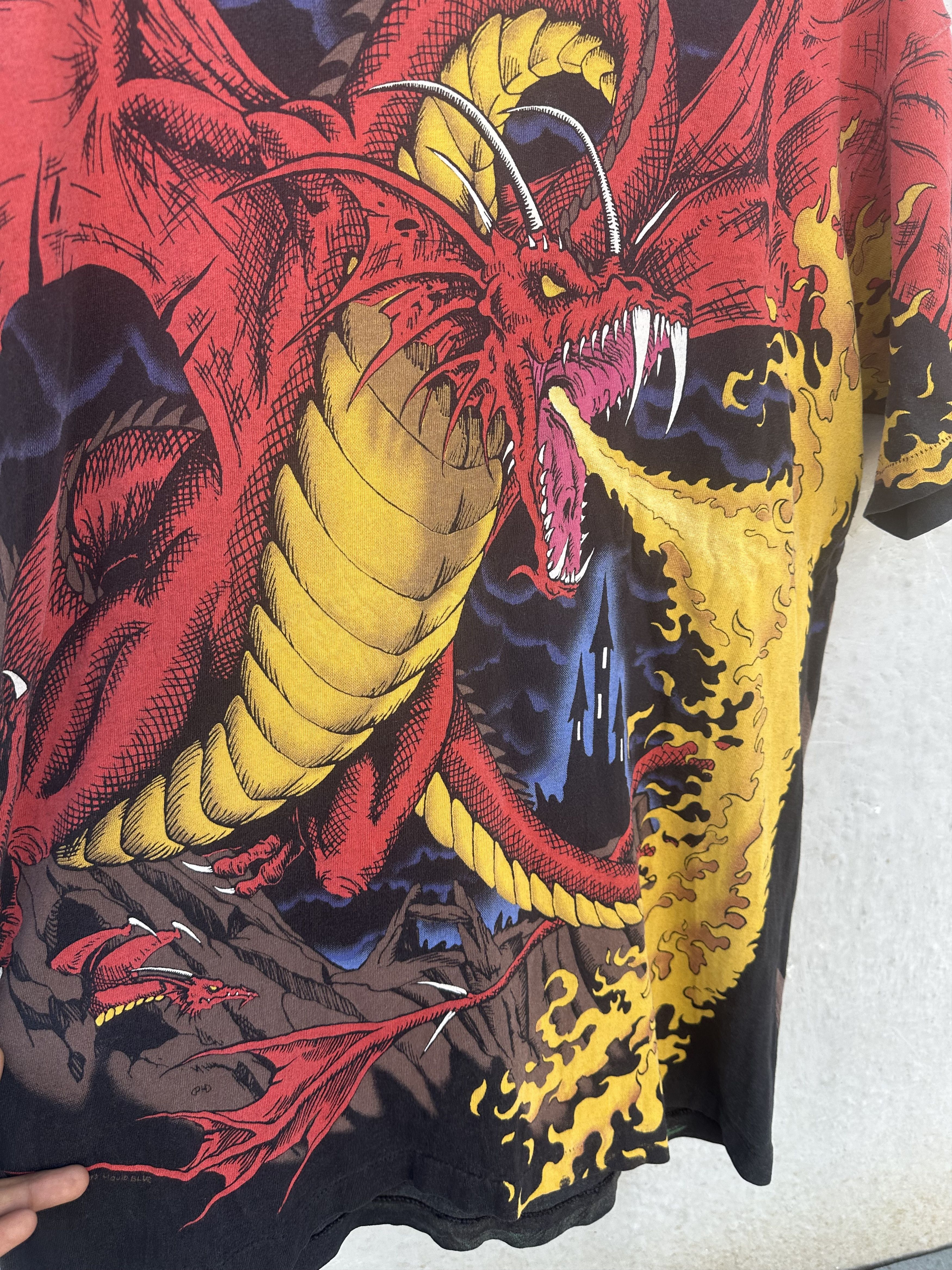 Liquid Blue 🔥 Rare 1993 Liquid Blue Dragon vs Knight Vintage T-Shirt Size US L / EU 52-54 / 3 - 3 Thumbnail