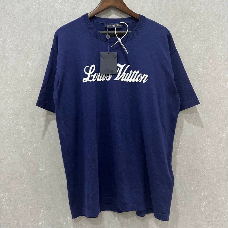 Louis Vuitton Louis Vuitton Blue cola knit short sleeves 2505-Nextarrow Size US L / EU 52-54 / 3 - 1 Thumbnail