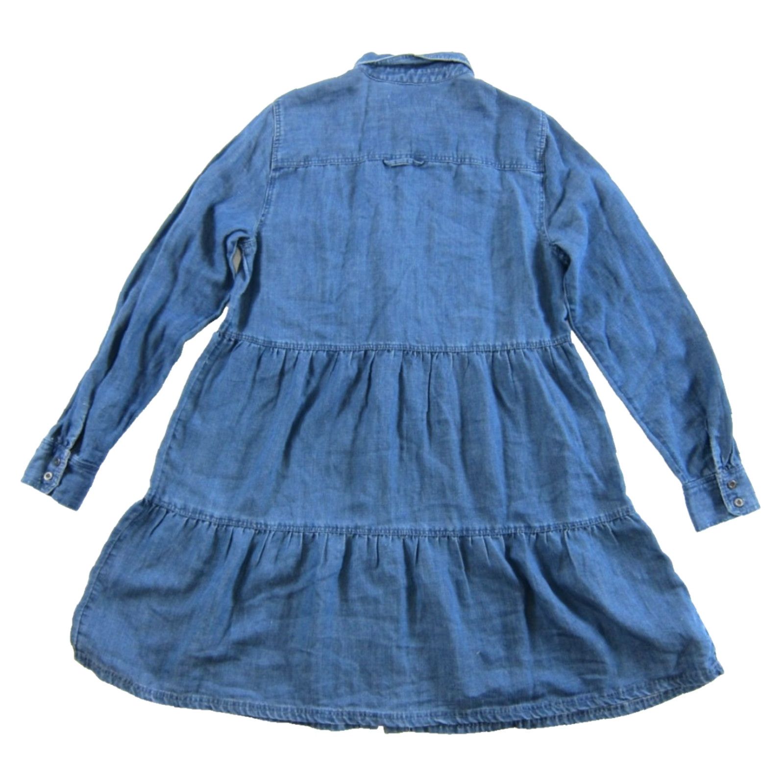 Loft LOFT Ann Taylor Denim Shirt DressS Blue Denim Lyocell Long Sleeve Collared Tiered Shirt Dress Small Size S / US 4 / IT 40 - 2 Thumbnail