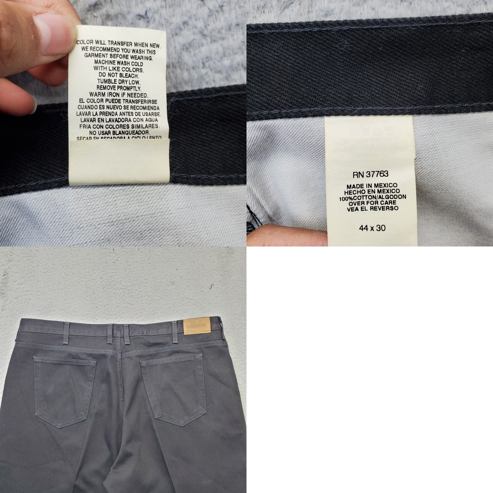 Savane Savane Mens Jeans 44x30 Black Denim Flat Front 5-Pocket Design Regular Size 44 Mens Color Black Jeans Size US 44 / EU 60 - 8 Thumbnail