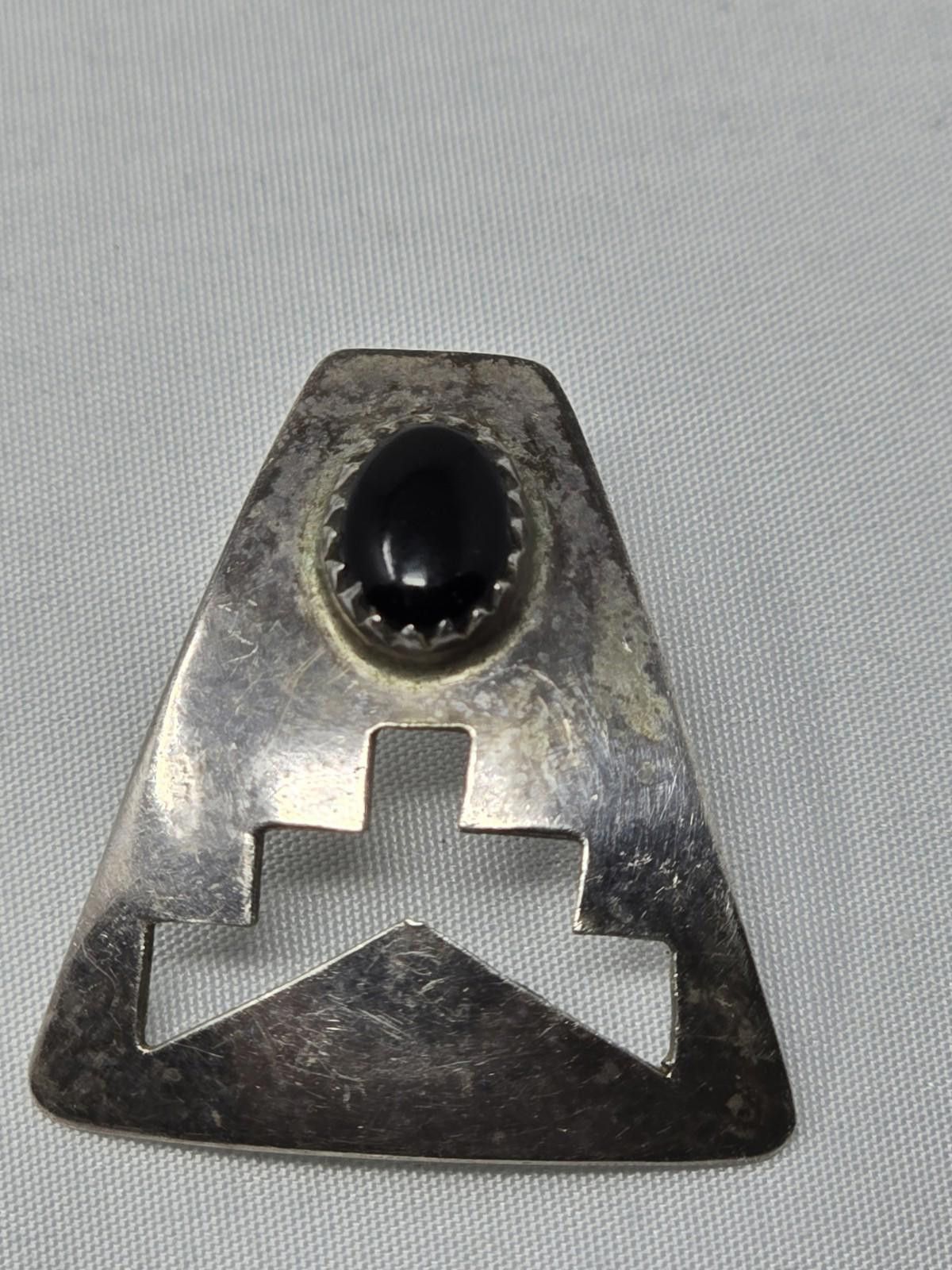 Other Native American Sterling Silver Onyx Earrings Handmade Size ONE SIZE - 3 Thumbnail