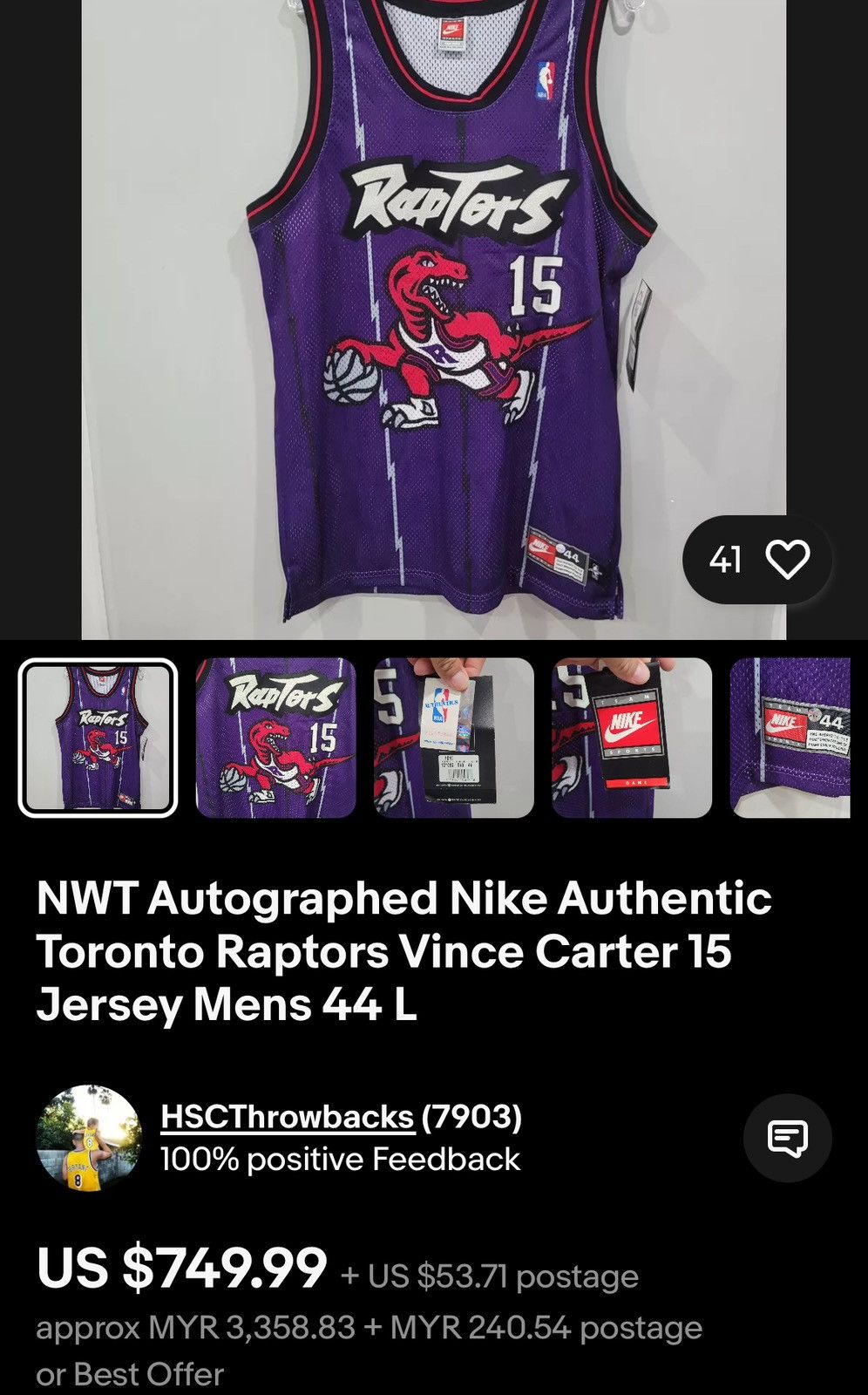 NBA 1990s Toronto raptors vince carter 15 #H1 Size US S / EU 44-46 / 1 - 11 Thumbnail