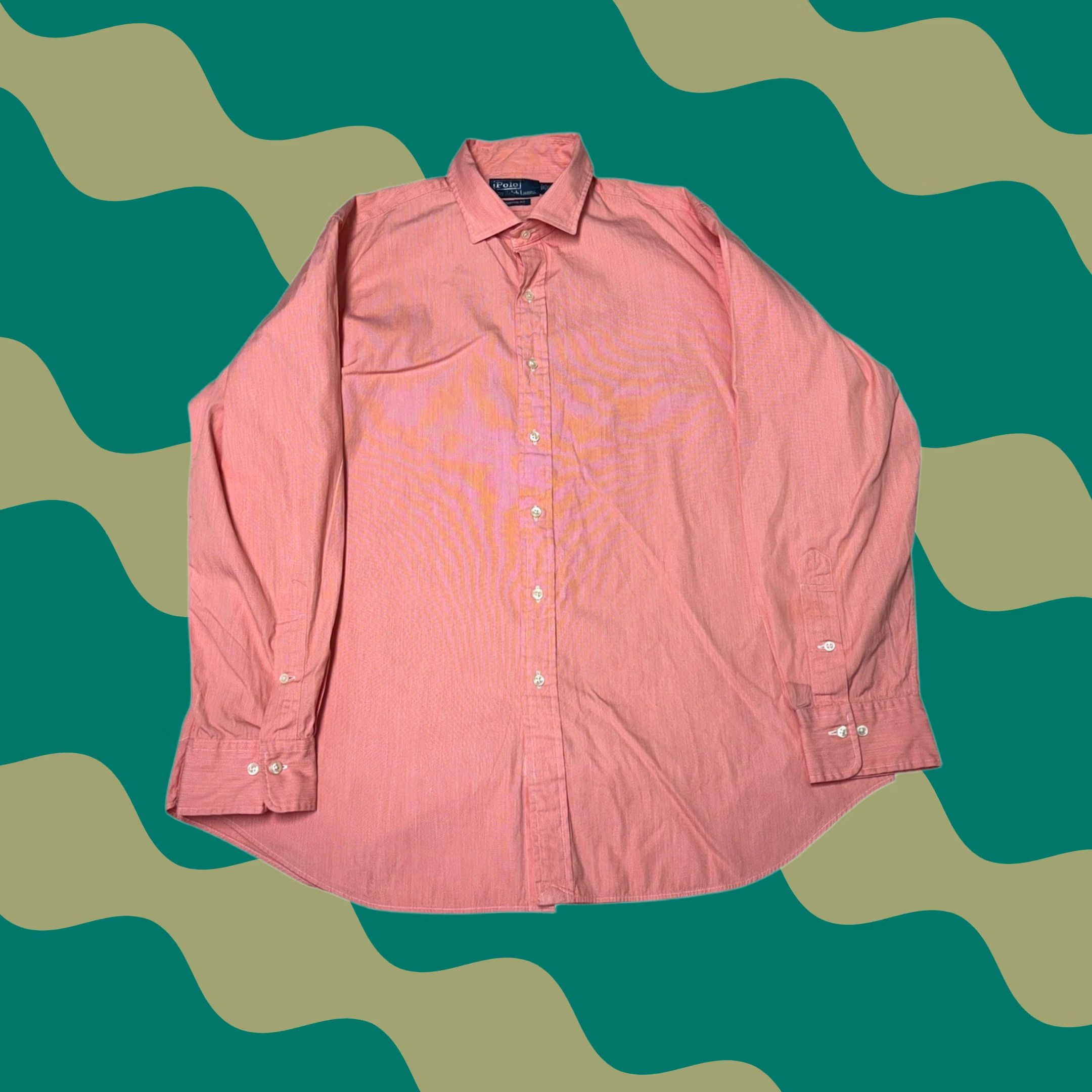 Polo Ralph Lauren Polo Ralph Lauren Dress Shirt Mens 17/35 Salmon Pink Long Sleeve Button-Down 100% Cotton Size 42R - 1 Thumbnail