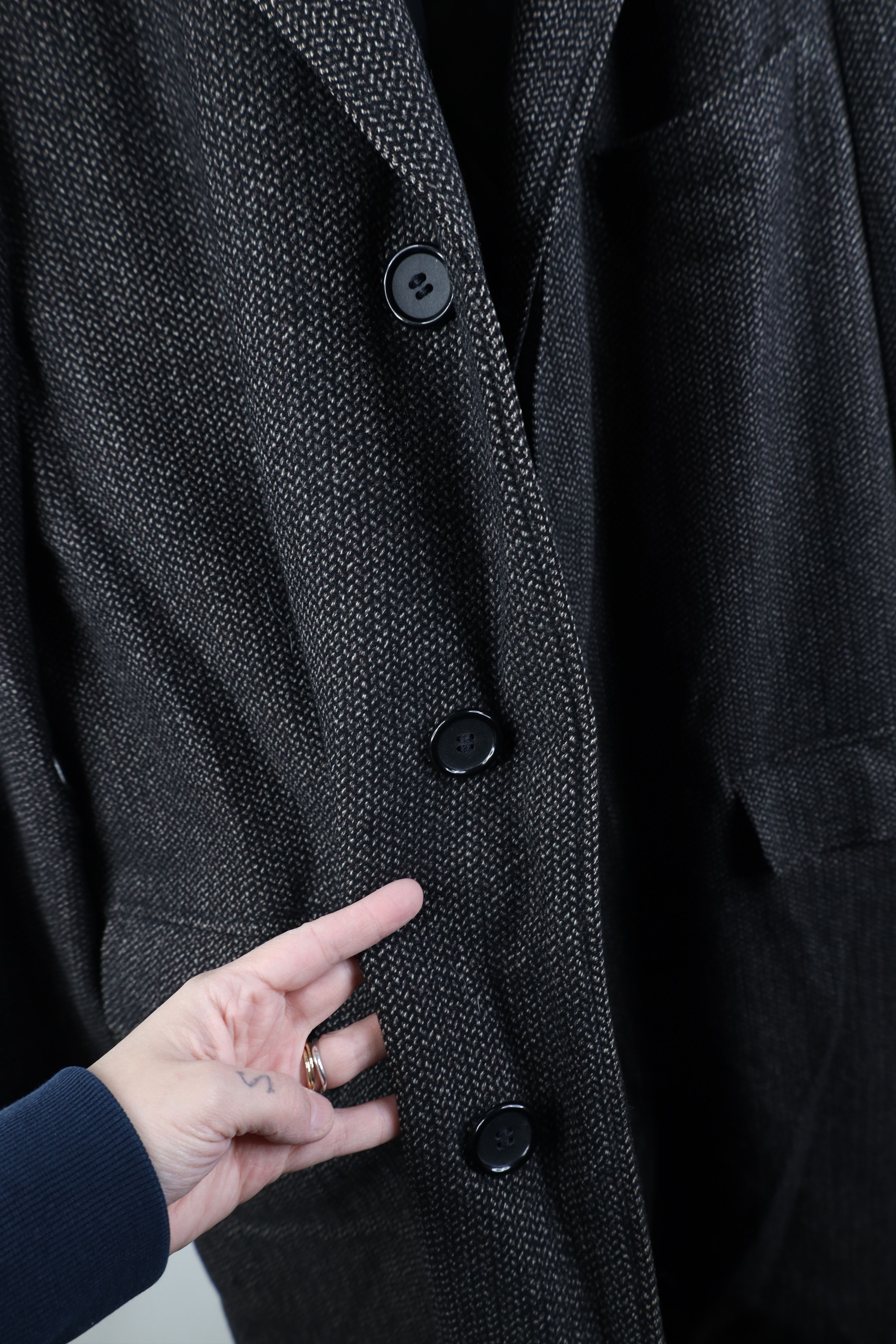 Vintage Vintage 50s Rockabilly Herringbone Bespoke Overcoat Jacket Size US XXL / EU 58 / 5 - 11 Thumbnail