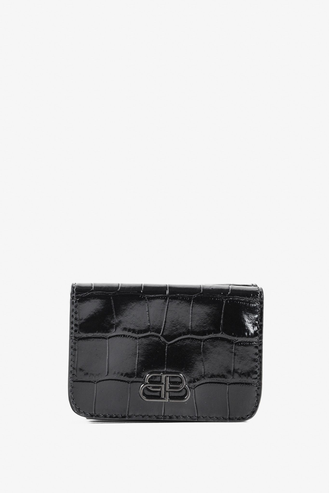 Balenciaga Balenciaga Black Croc Embossed Tri-Fold Wallet | Grailed display picture 1