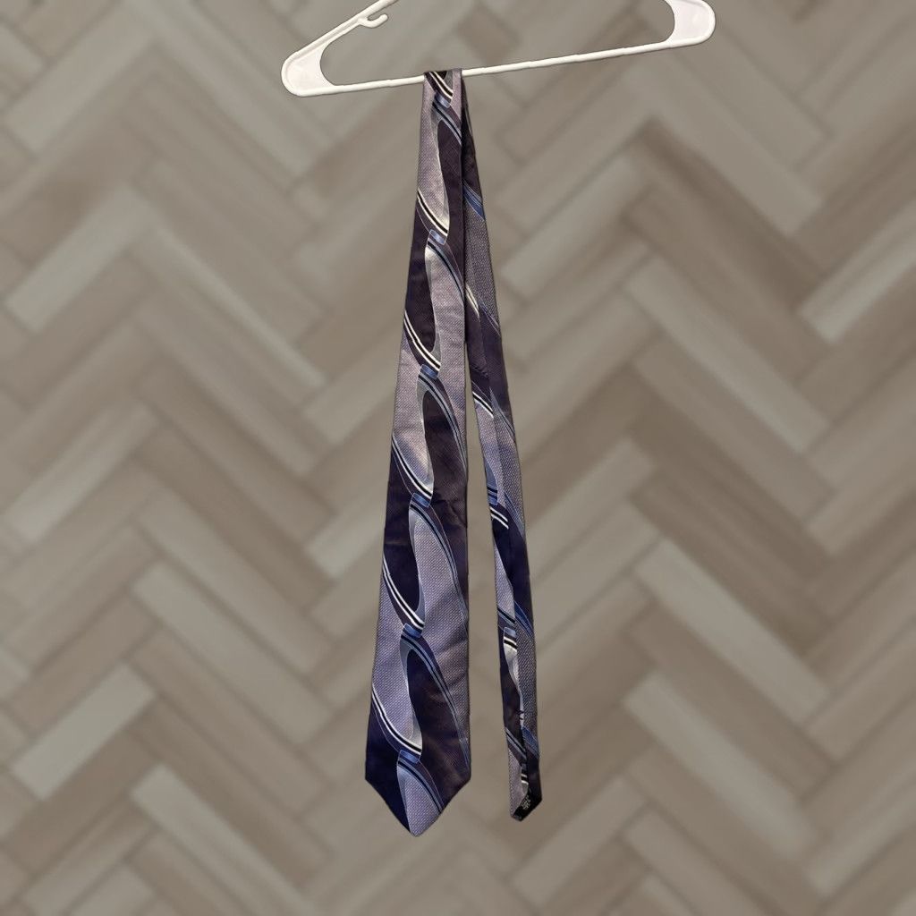 Murano MURANO Silk 100% Tie Men's Necktie Blue Lavender Black Colorful Multicolor Print Silk Size ONE SIZE - 1 Thumbnail