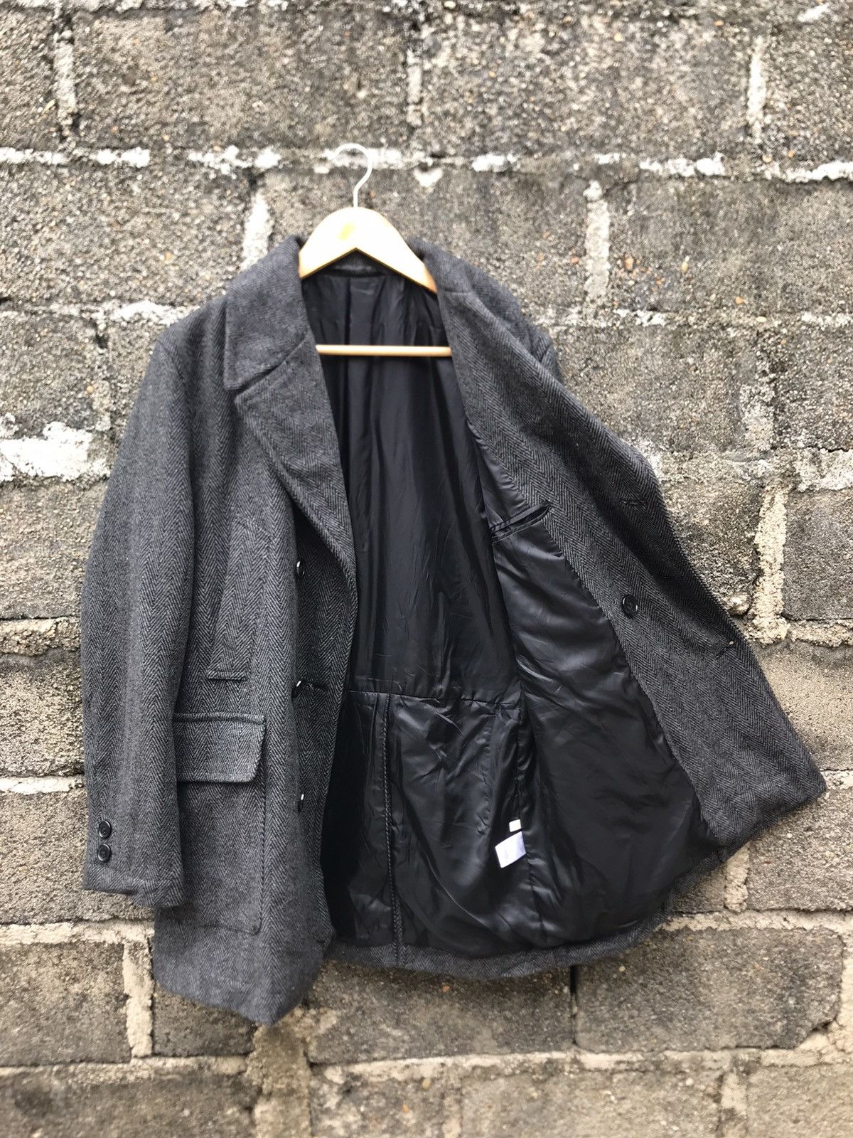 GU 🔥Japanese Brand GU Herringbone Double Breasted Peacoat Size US L / EU 52-54 / 3 - 9 Thumbnail