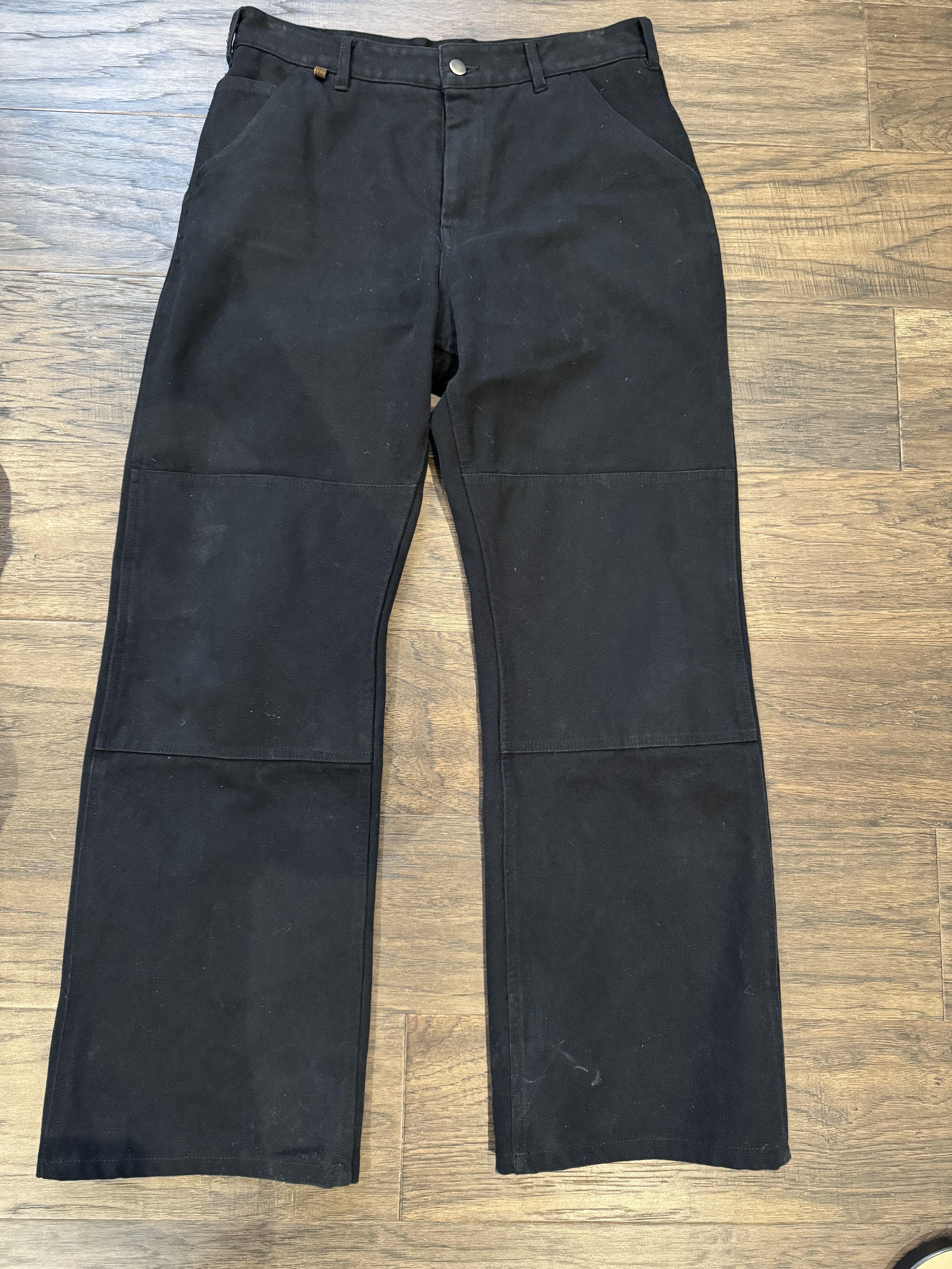 image of Acne Studios Canvas Double Knee Trousers in Black, Men's (Size 32)