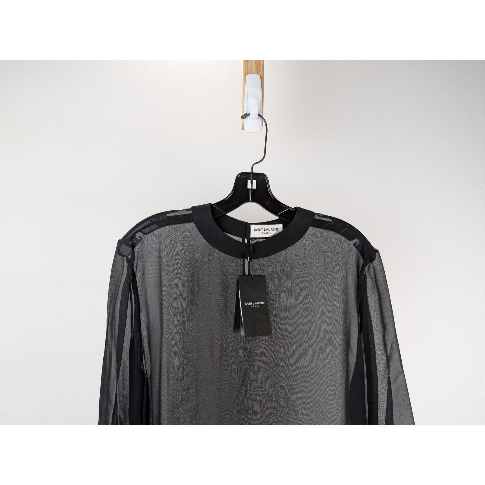 Saint Laurent Paris o1rshd1 Blouse Manches Courtes Drape T-Shirt in Black Size US M / EU 48-50 / 2 - 3 Thumbnail