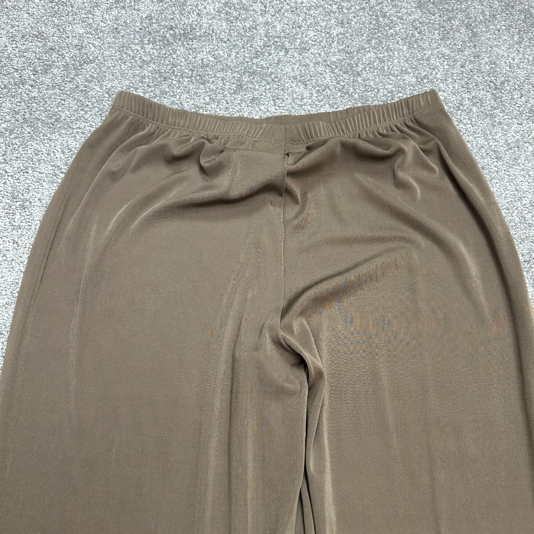 Vintage Chico's Wide Leg Palazzo Pants Womens 12 Brown Elastic Pull On 30x30 Shirt? Size 34" / US 12 / IT 48 - 3 Thumbnail