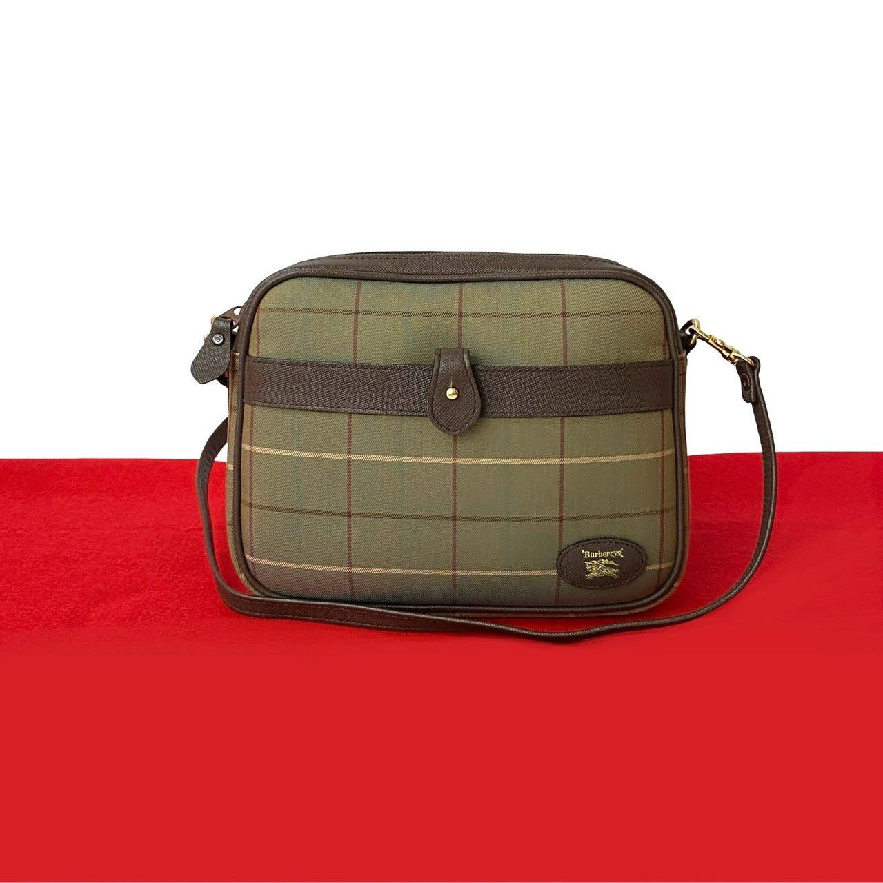 Burberry Burberrys Nova Check Canvas Leather Shoulder Bag Canvas Shoulder Bag in Brown, Women's