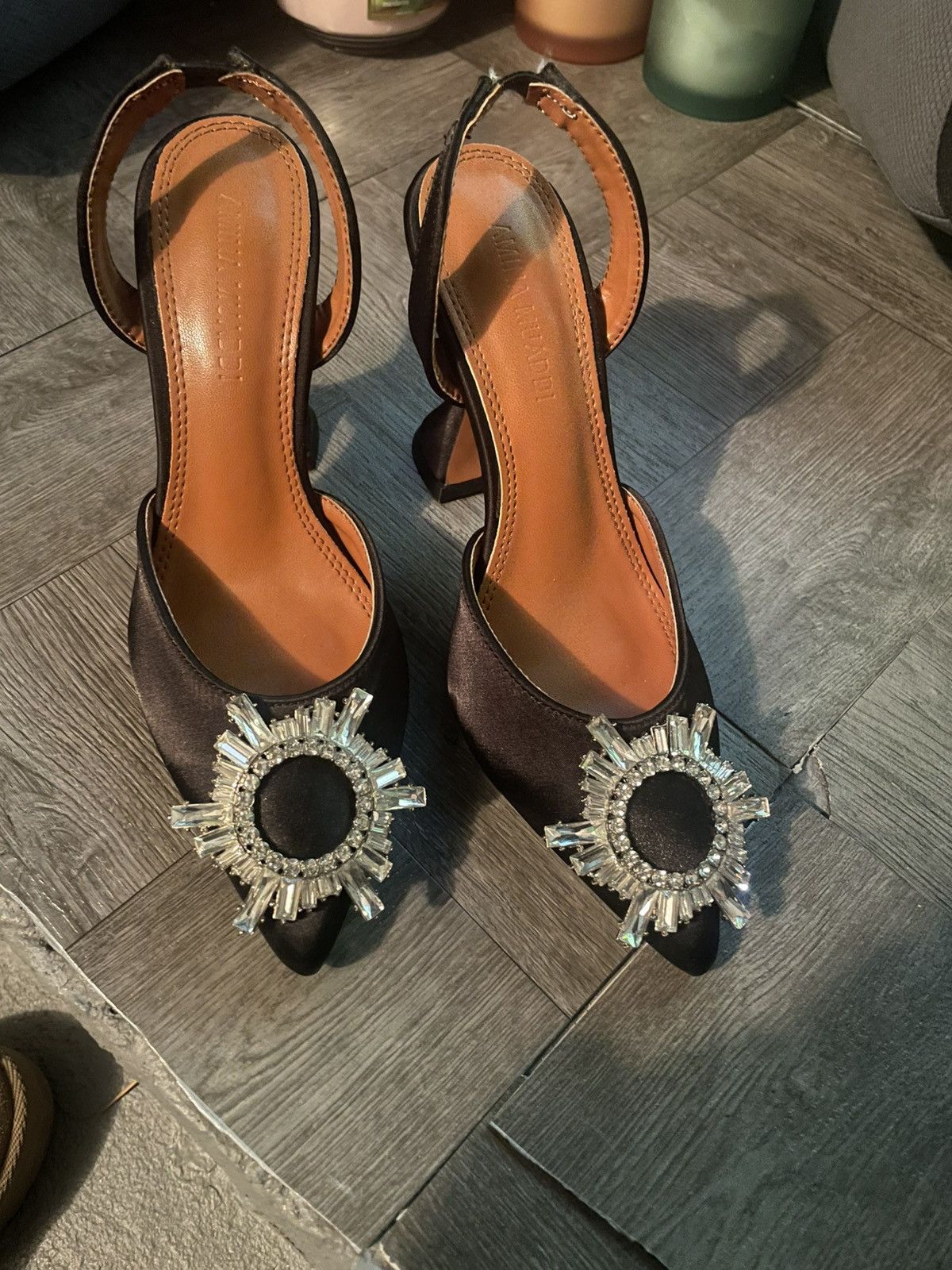 Amina Muaddi Amino muaddi black crystal embellished heels Size US 6 / IT 36 - 1 Thumbnail