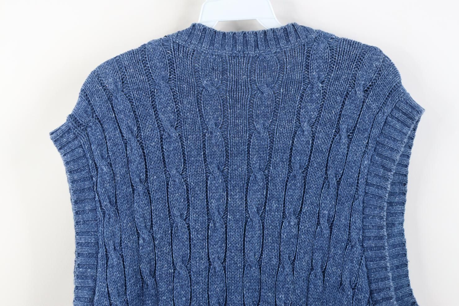 Vintage Vintage 90s Streetwear Cable Knit Sweater Vest Blue USA Size US XL / EU 56 / 4 - 9 Thumbnail