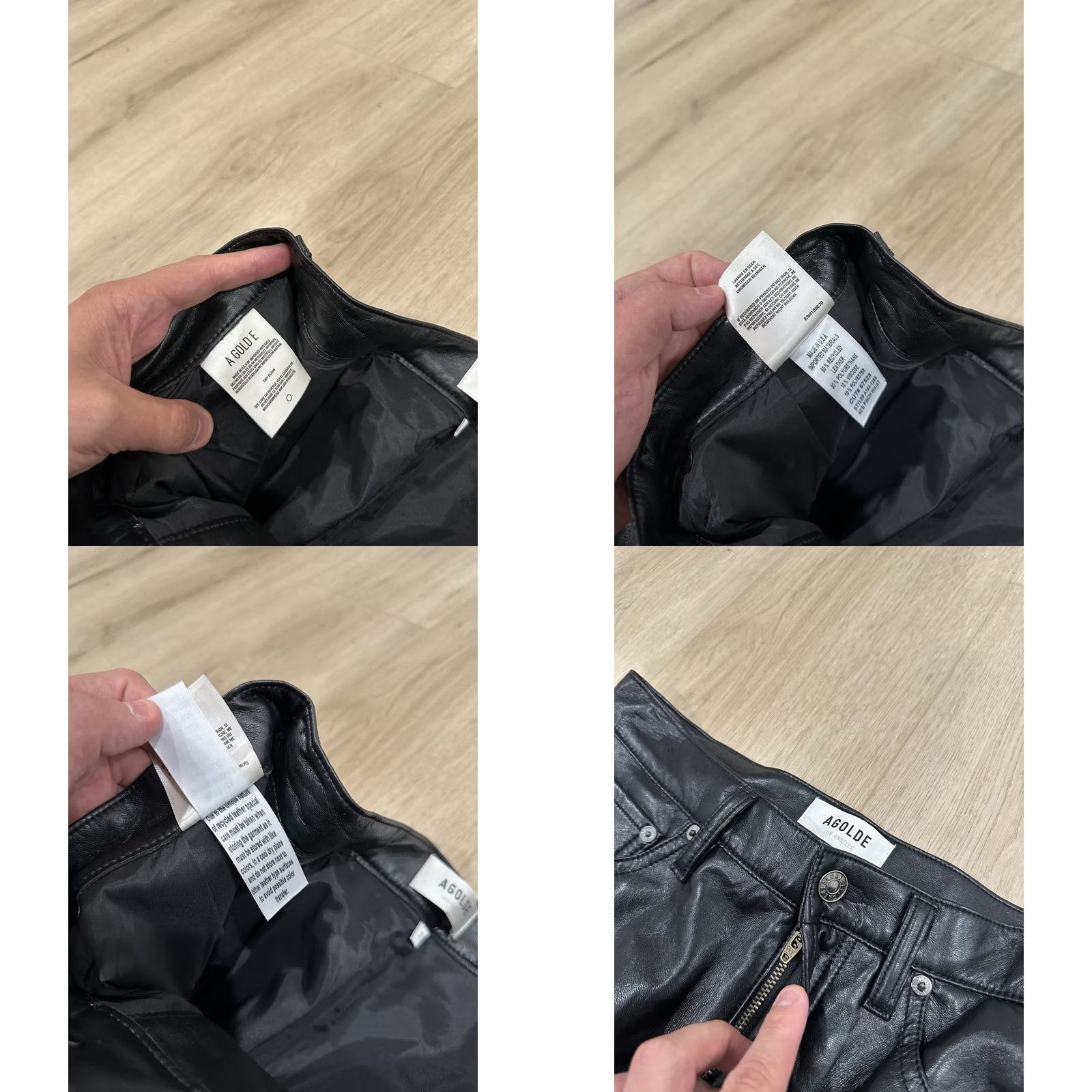 Agolde AGOLDE Black Recycled Leather 90's Pinch Waist Detox Jeans Trousers 29 Size 29" - 8 Thumbnail