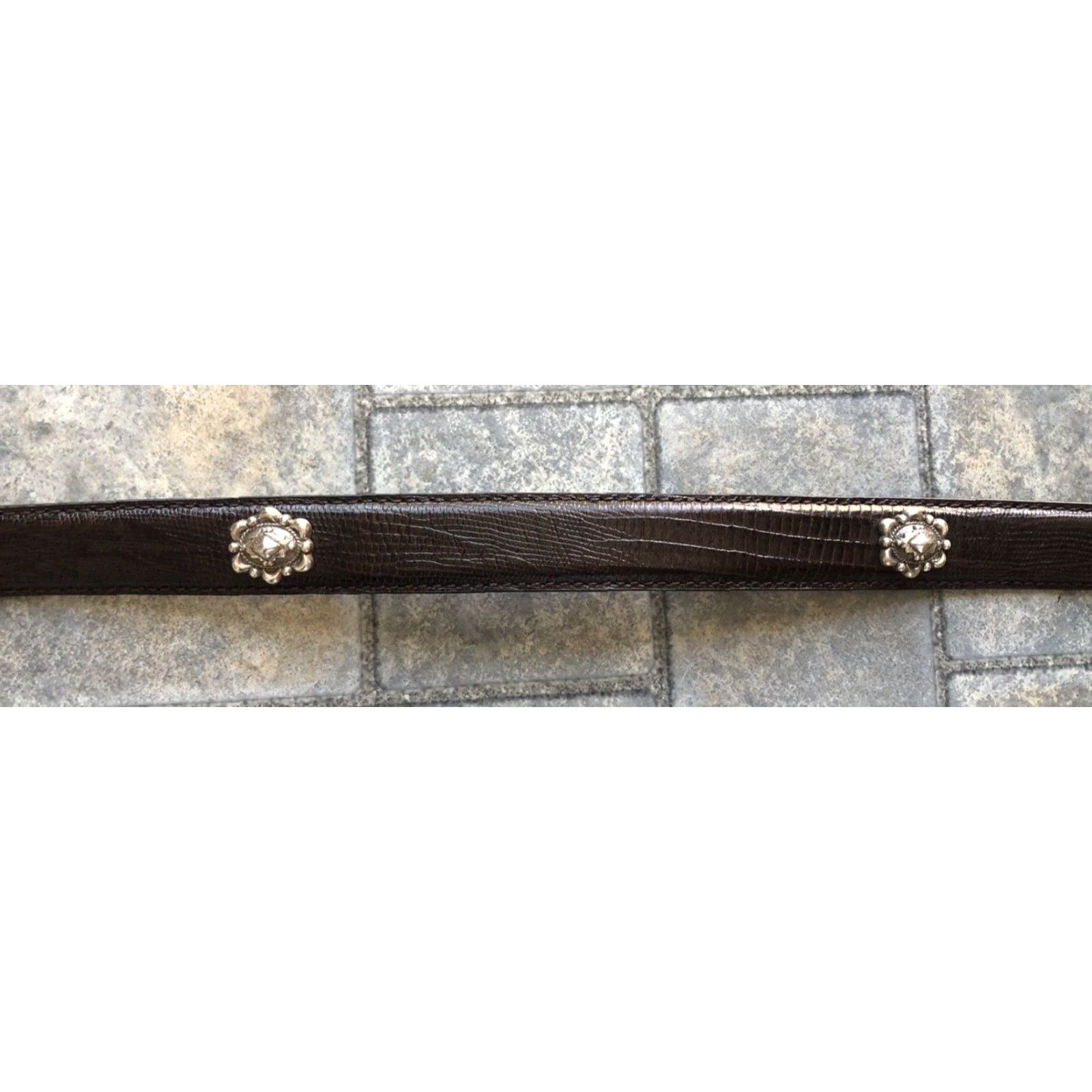 Buckle Black VINTAGE Crumrine Belt Womens XL Black Studded Buckle 2000 Western Southwestern Designer Hipster Hippie Leather -60s? Size ONE SIZE - 5 Thumbnail
