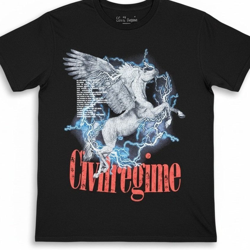 Civil Regime Civil Regime Black Pegasus Lightning Grunge Goth T-Shirt S Size US S / EU 44-46 / 1 - 1 Thumbnail