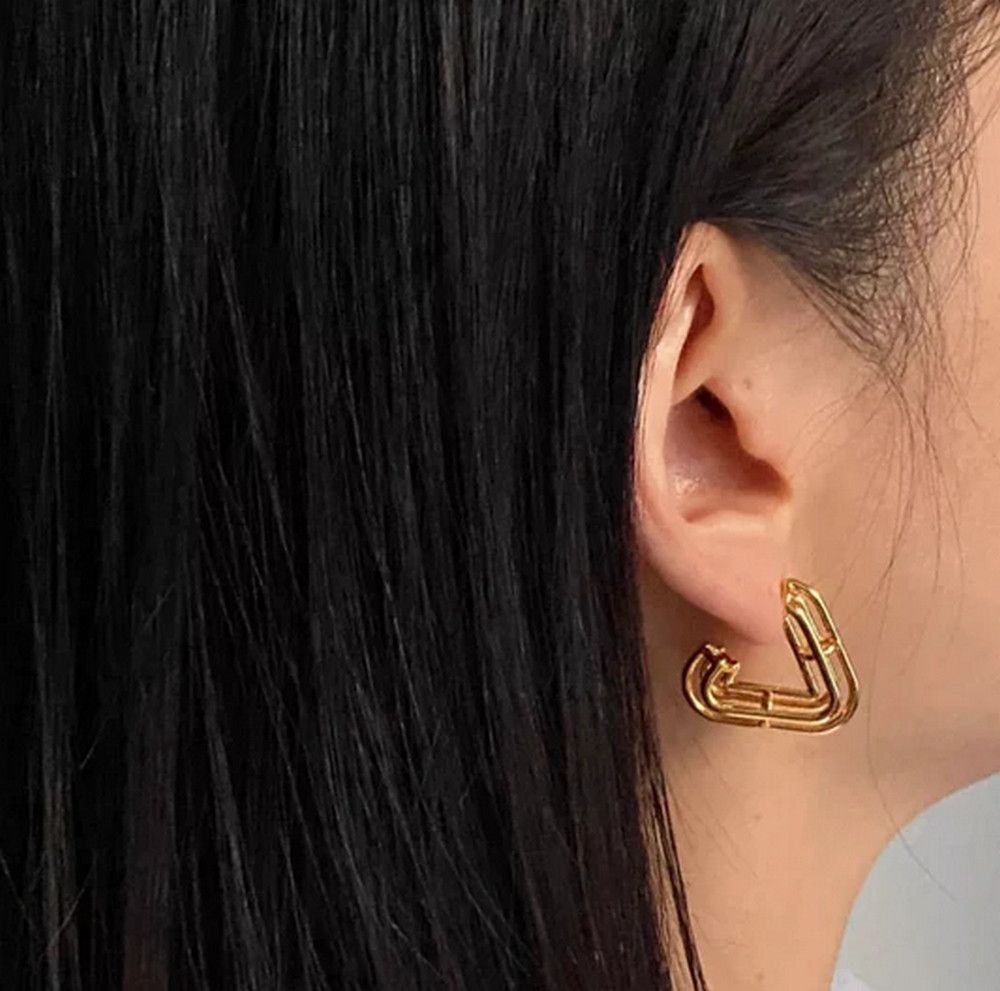 Bottega Veneta BOTTEGA VENETA Outline gold plated silver hoop earrings q Size ONE SIZE - 2 Thumbnail