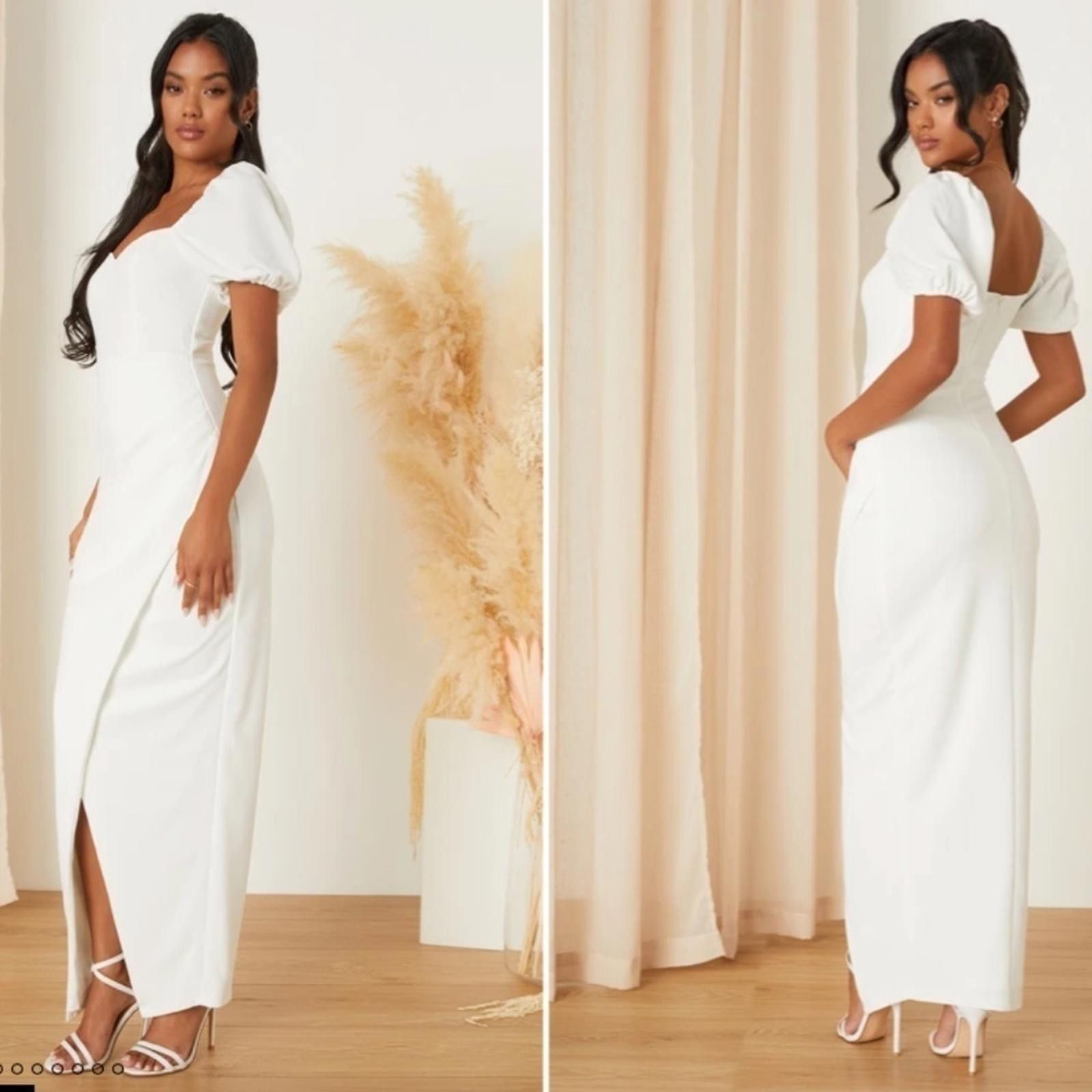 Lulus LULUS Bridal Wedding Chic Modern Sexy Sweetheart Puff Sleeve Size M / US 6-8 / IT 42-44 - 1 Thumbnail