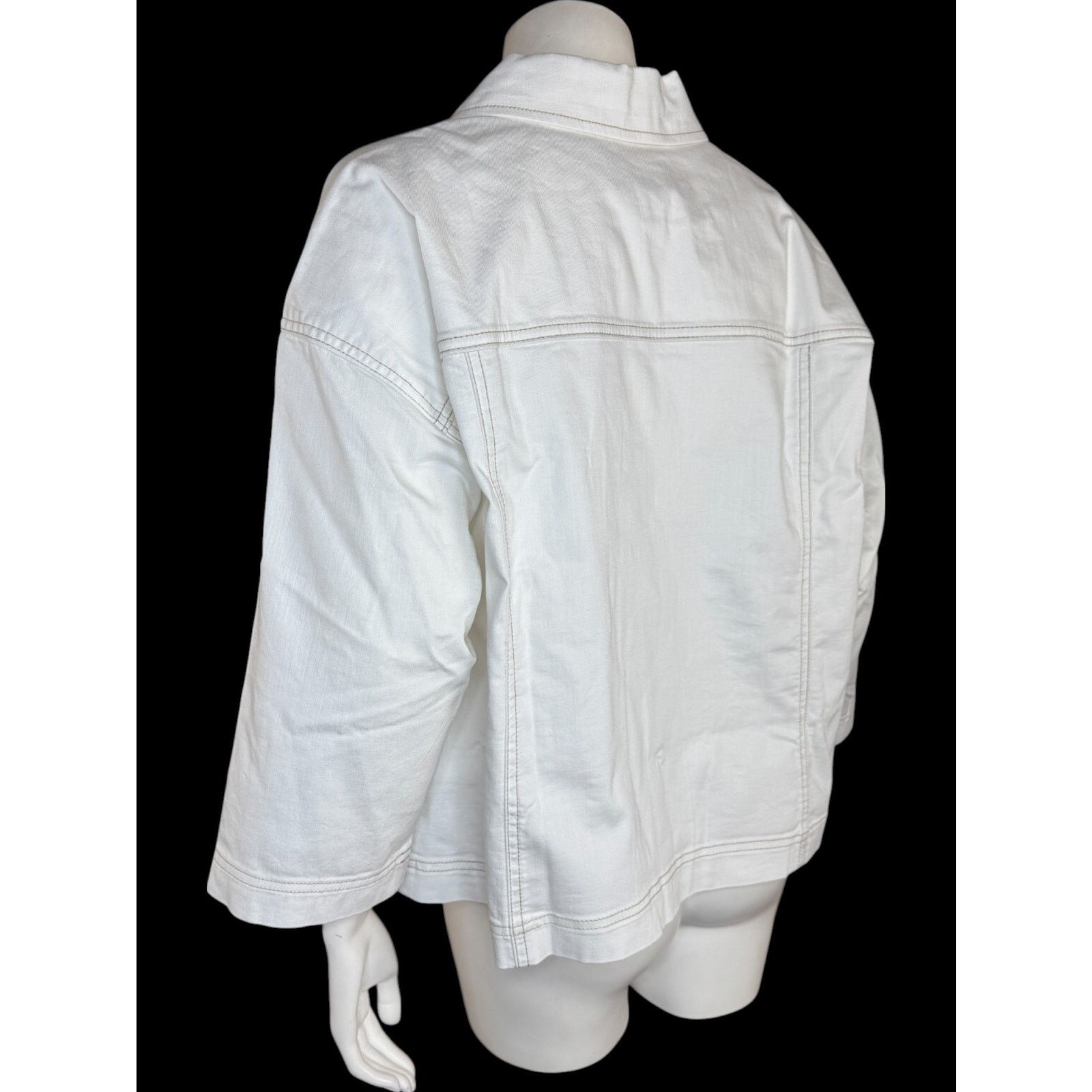 Other LOGO by Lori Goldstein 3/4 Sleeve Denim Jacket White 14 Size XL / US 12-14 / IT 48-50 - 6 Thumbnail