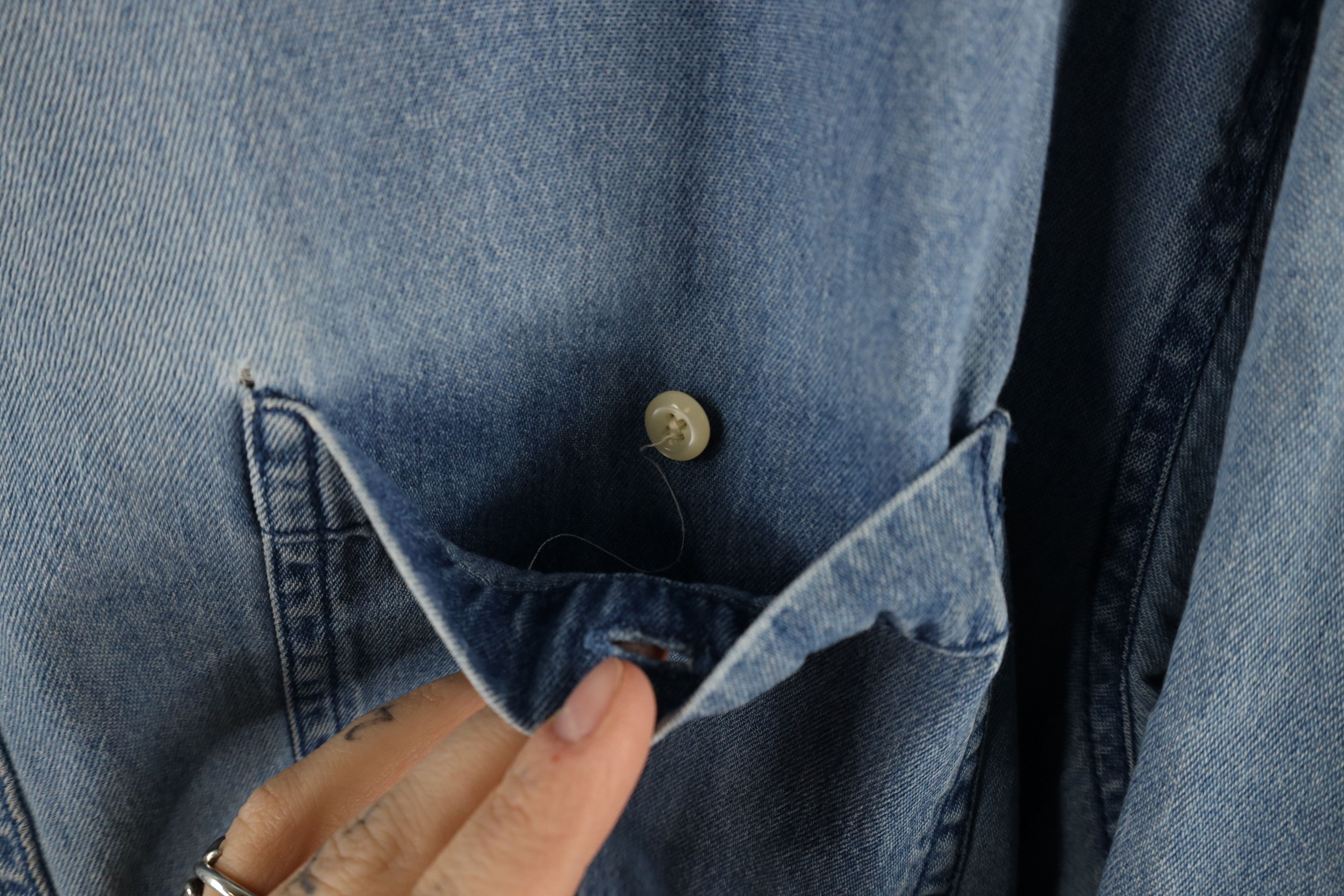 Vintage Vintage 90s Streetwear Denim Jean Button Down Shirt Blue Size US XL / EU 56 / 4 - 5 Thumbnail