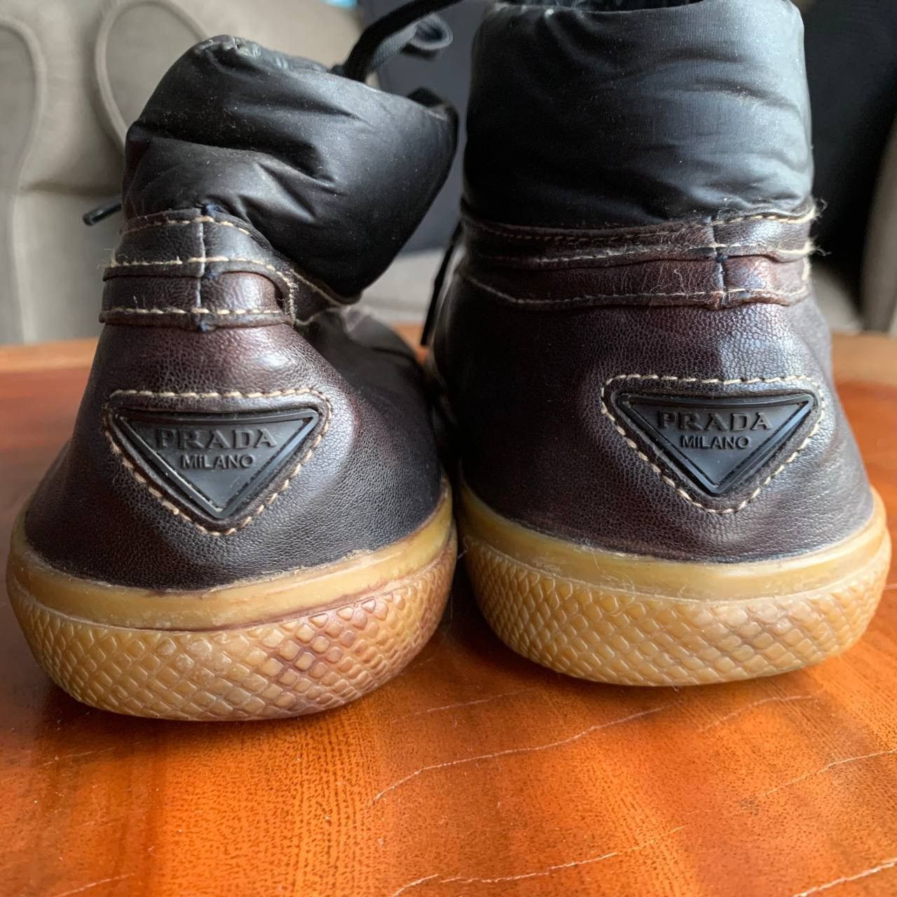 Prada Prada High Cut Chocolate Sneakers Size US 8 / EU 41 - 3 Thumbnail