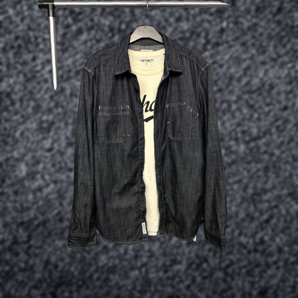 Allsaints Allsaints Mens Haiiro Denim Shirt L Blue Cotton Denim Button-Up Long Sleeve Collared Shirt Men Size L Size US L / EU 52-54 / 3 - 1 Thumbnail