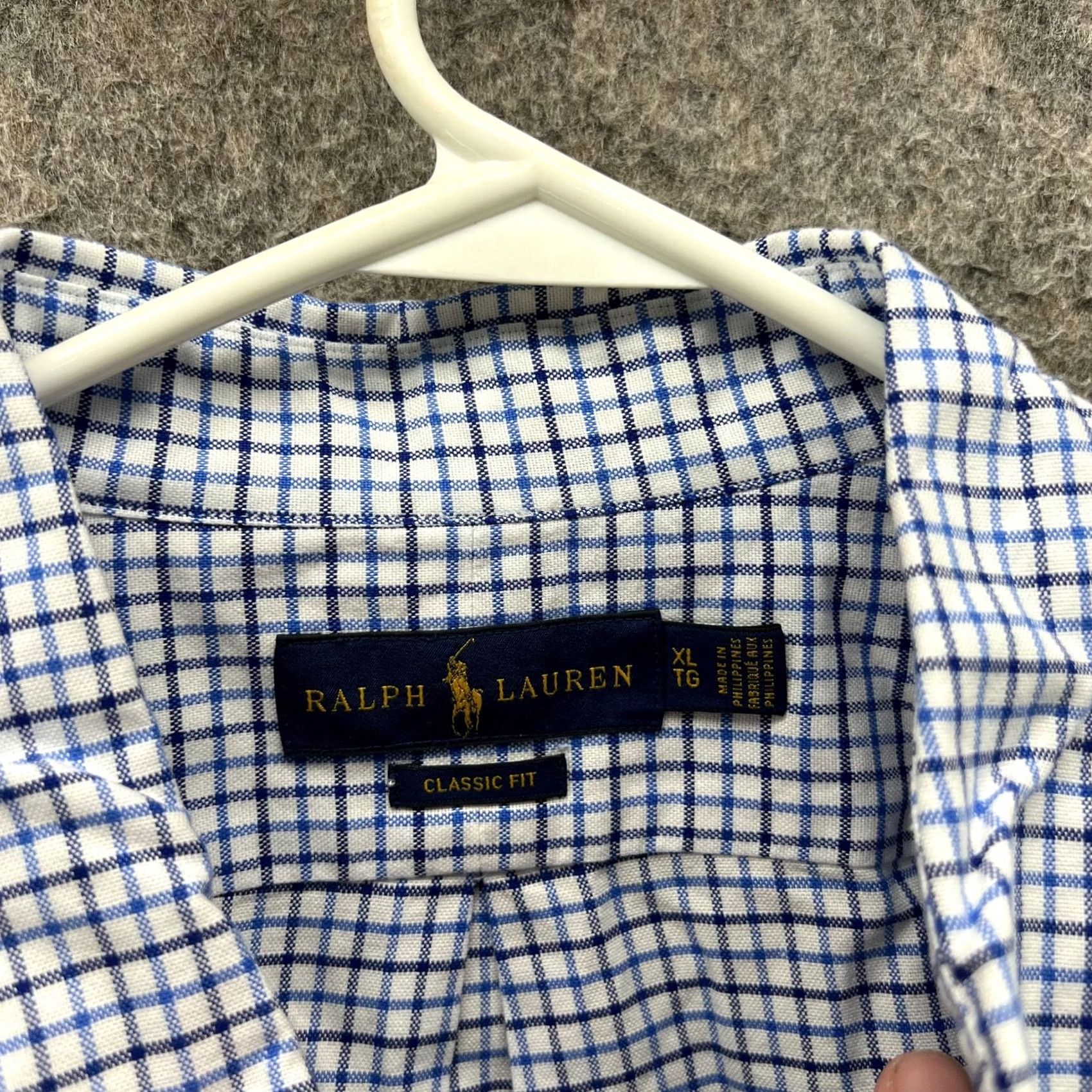 Polo Ralph Lauren VINTAGE Polo Ralph Lauren Shirt Mens XL Blue Button Up Gingham Oxford Pony Shirt Size US XL / EU 56 / 4 - 5 Thumbnail