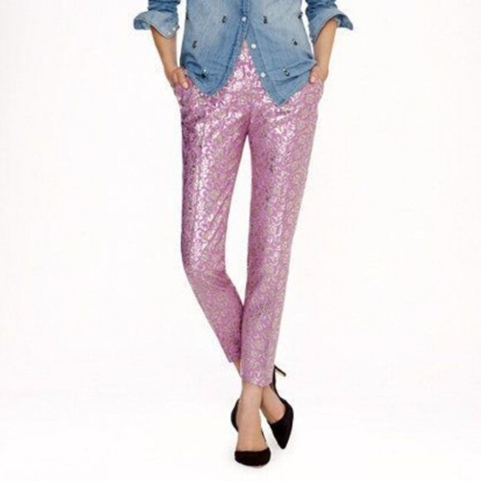 J.Crew J.CREW COLLECTION Cafe capri Silk Metallic Gilded Jacquard Size 26" / US 2 / IT 38 - 1 Thumbnail