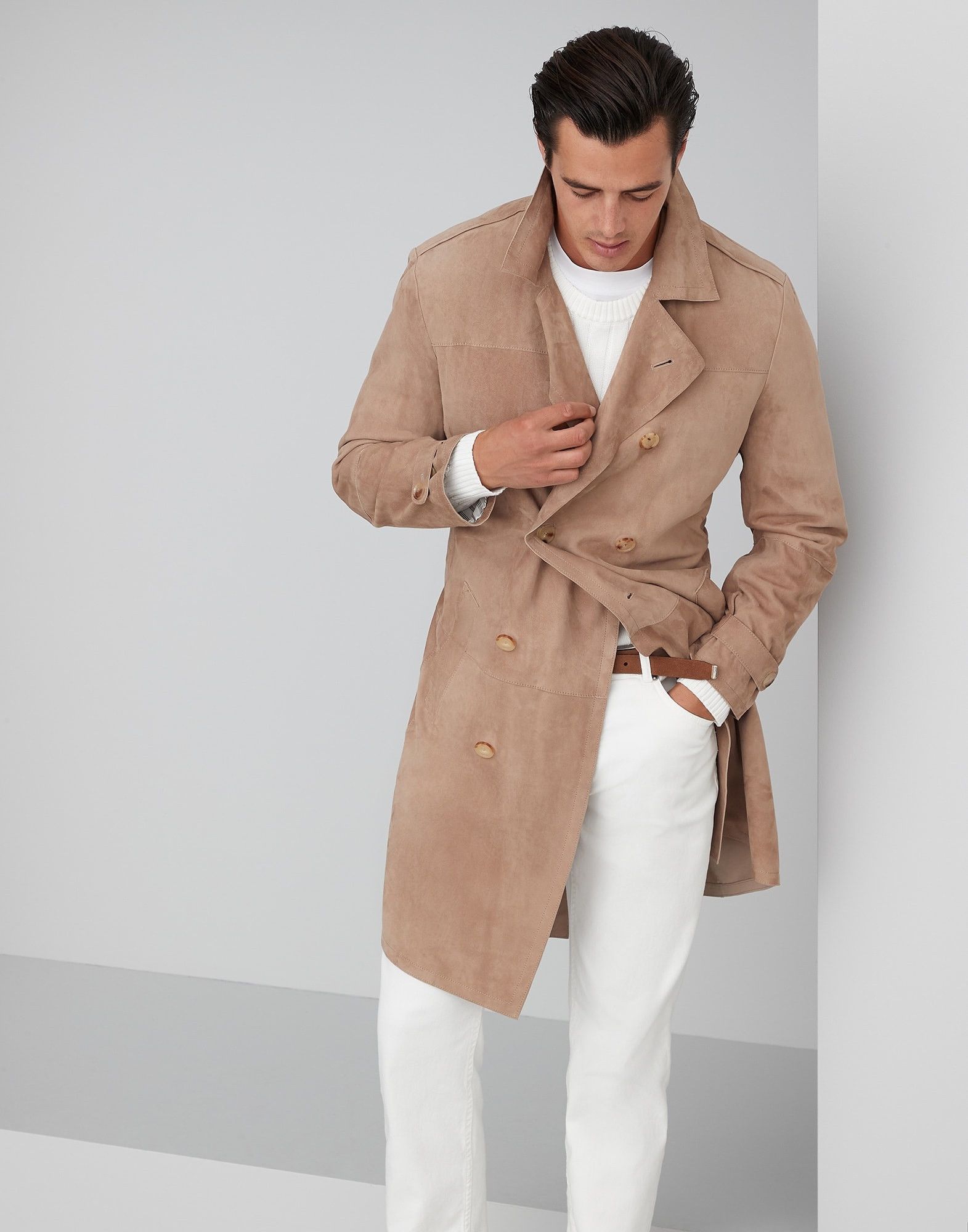 Brunello Cucinelli Leather Overcoat in Open Brown Size US L / EU 52-54 / 3 - 1 Thumbnail